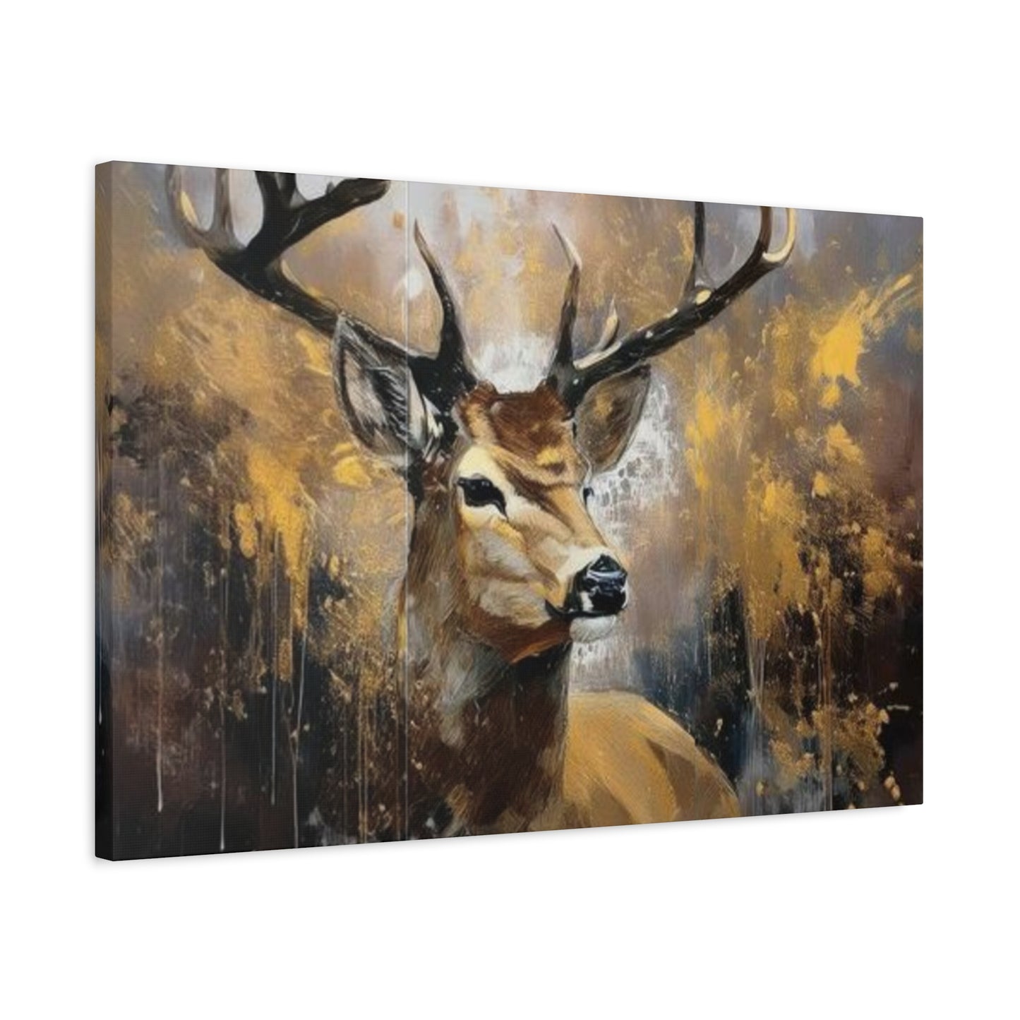 Reindeer Golden Painting Wall Art & Canvas Prints
