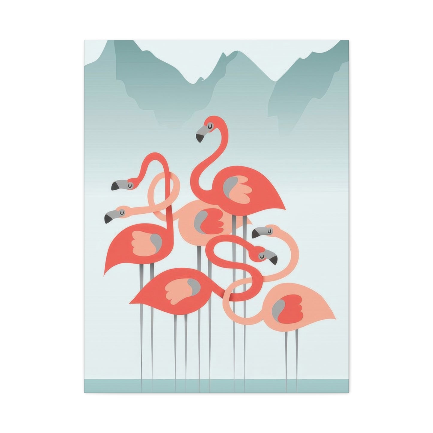 Flamingo Flock Aqua Wall Art & Canvas Prints