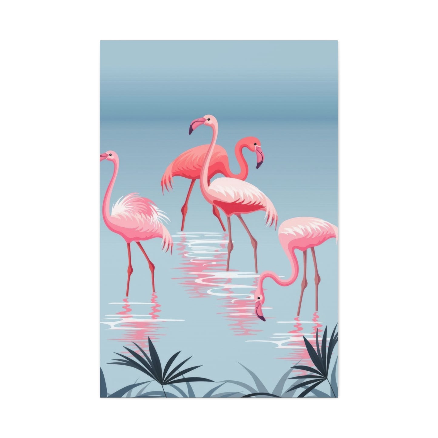 Flamingo Flock In Water Wall Art & Canvas Prints