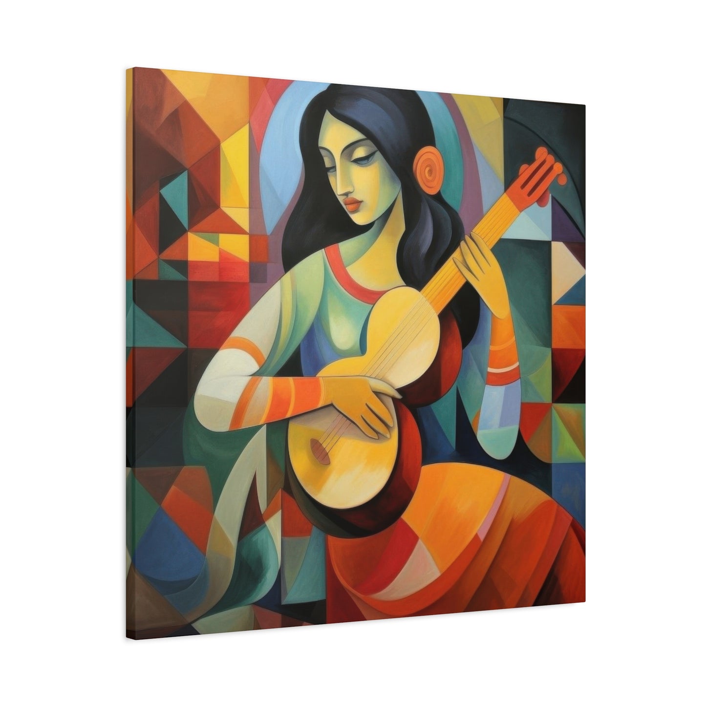 Lady Playing Guitar Cubism Wall Art & Canvas Prints