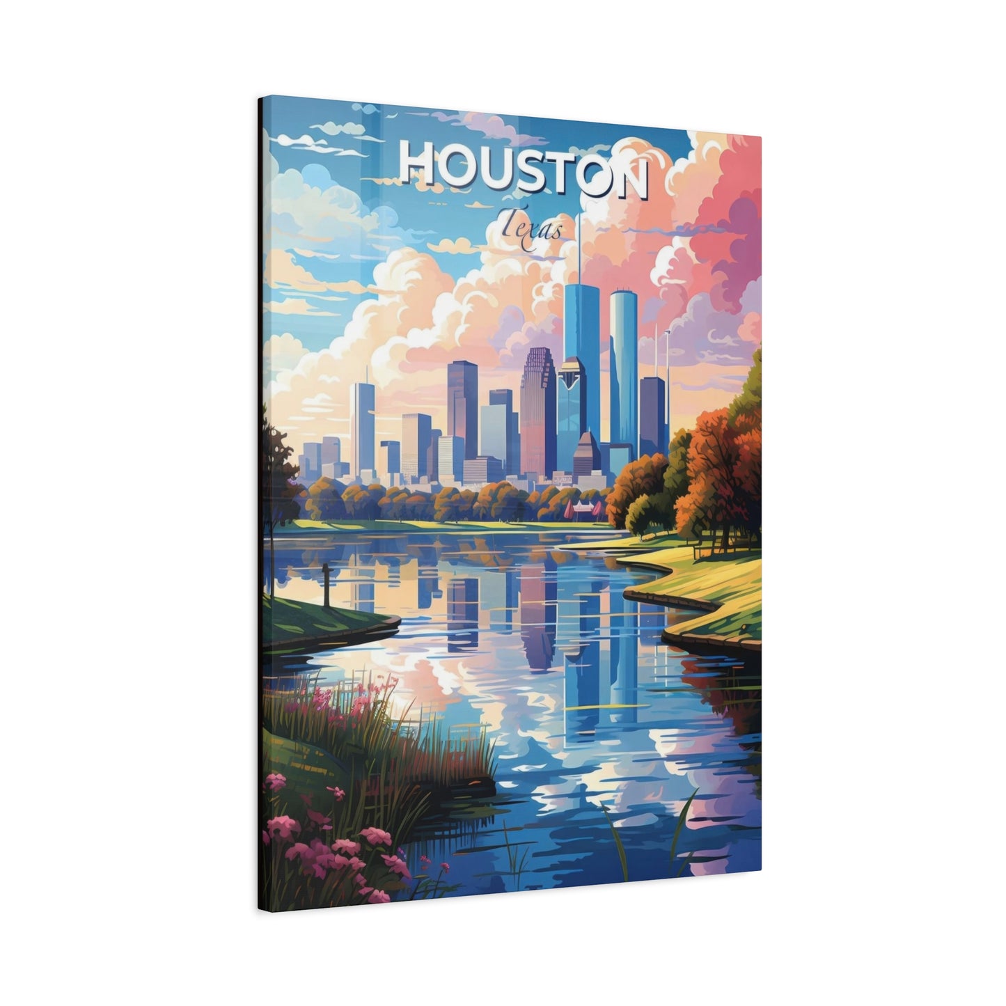 Houston Skyline Riverside Wall Art & Canvas Prints