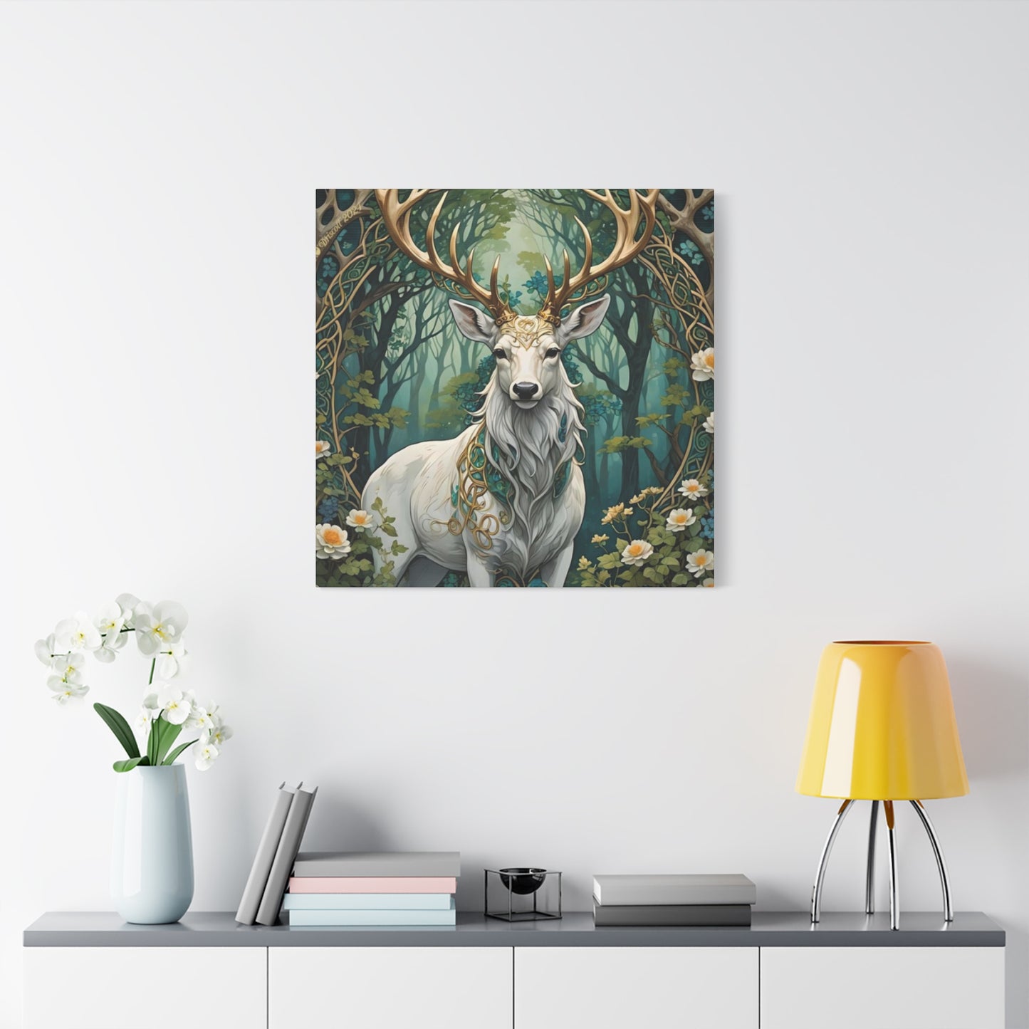 Deer with Flower Wall Art & Canvas Prints