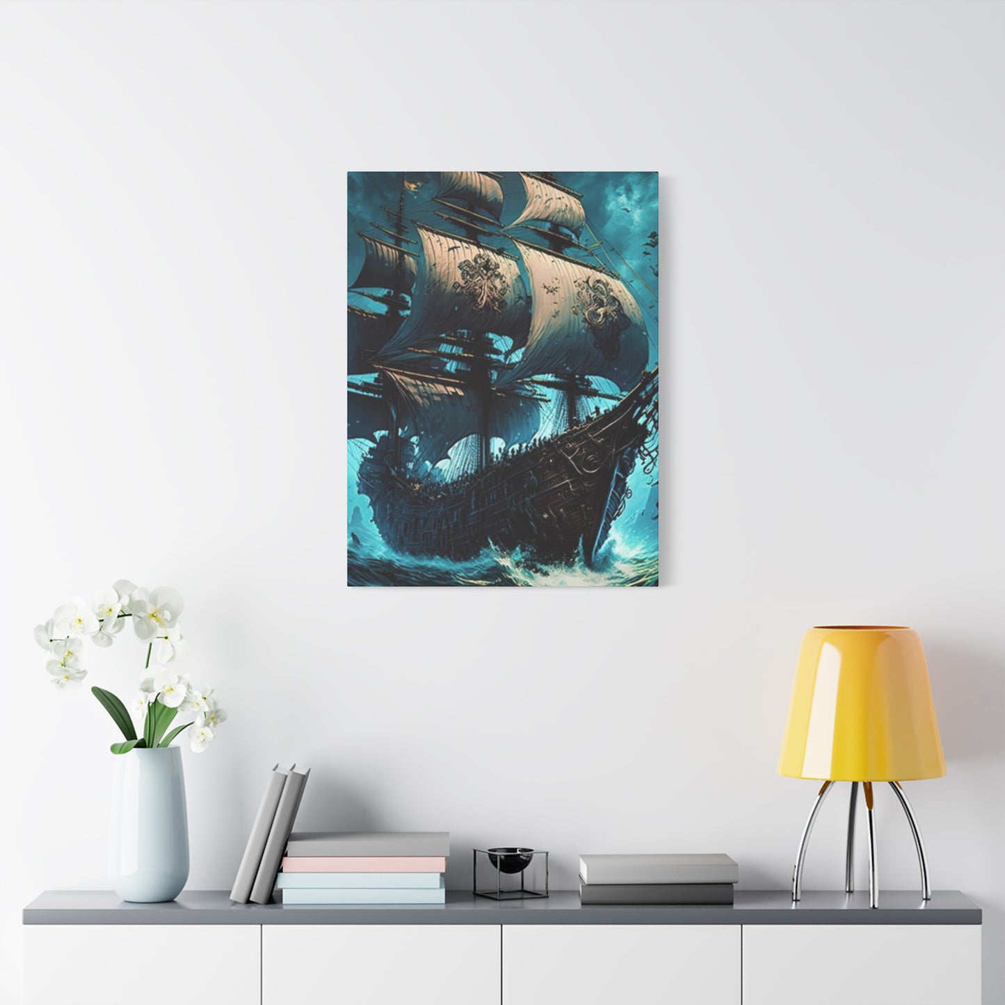 Large Ship Sailing In Night Wall Art & Canvas Prints