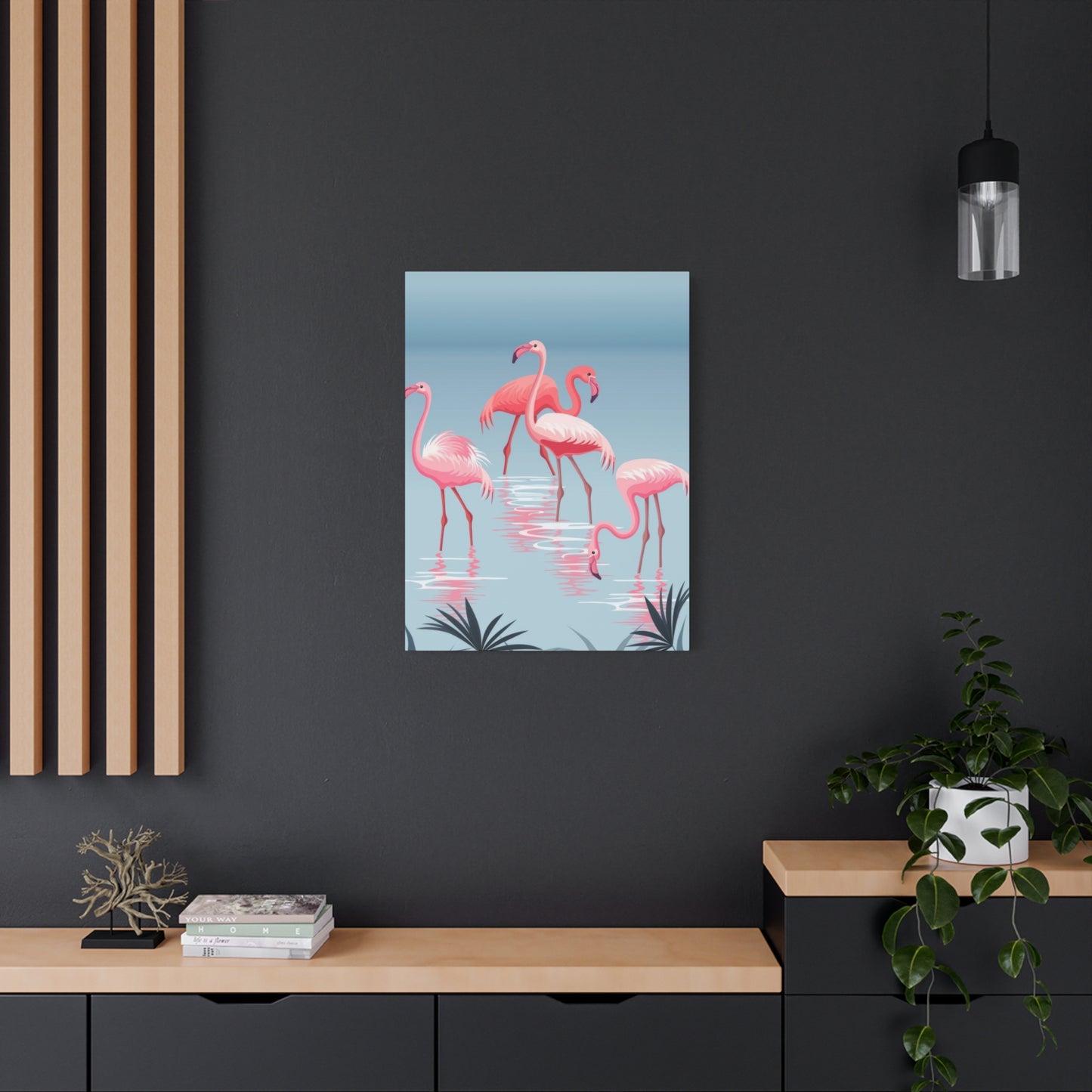 Flamingo Flock In Water Wall Art & Canvas Prints
