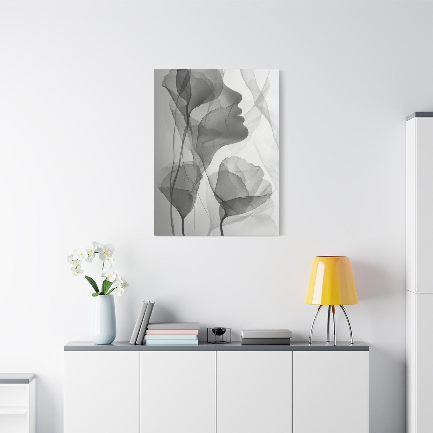 Flowers Light Grey Wall Art & Canvas Prints