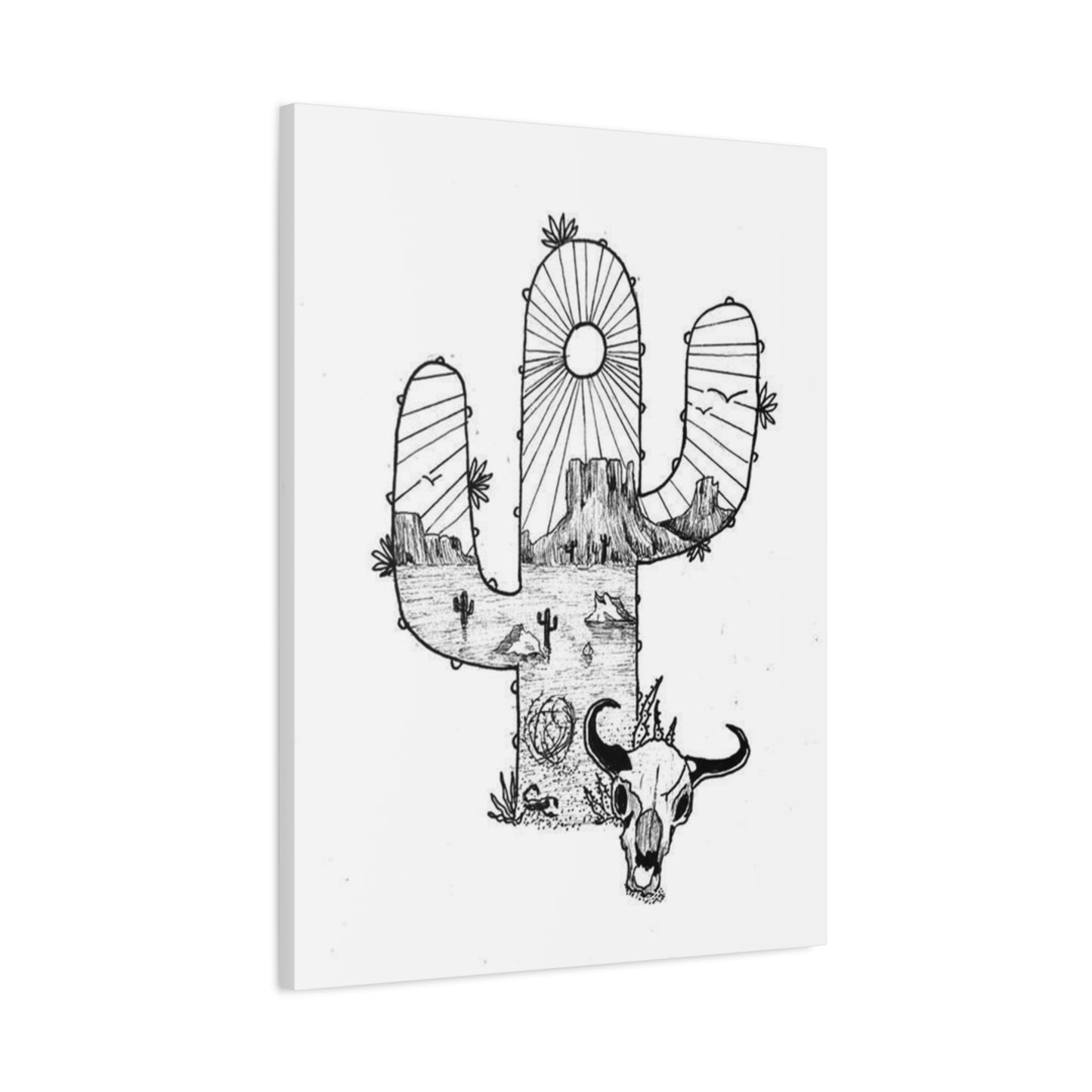 Texas In Cactus Drawing Wall Art & Canvas Prints