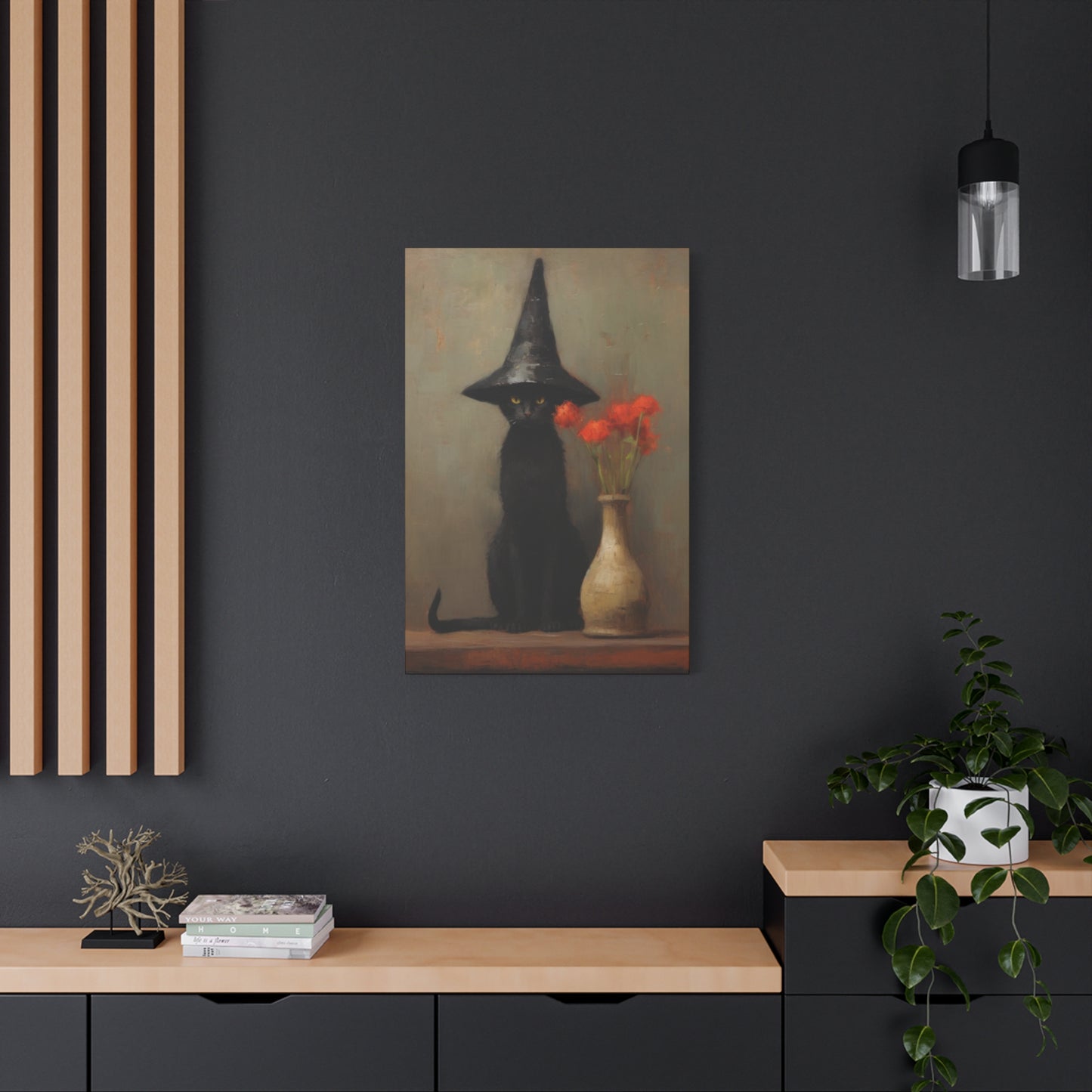 Black Cat With Hat Wall Art & Canvas Prints