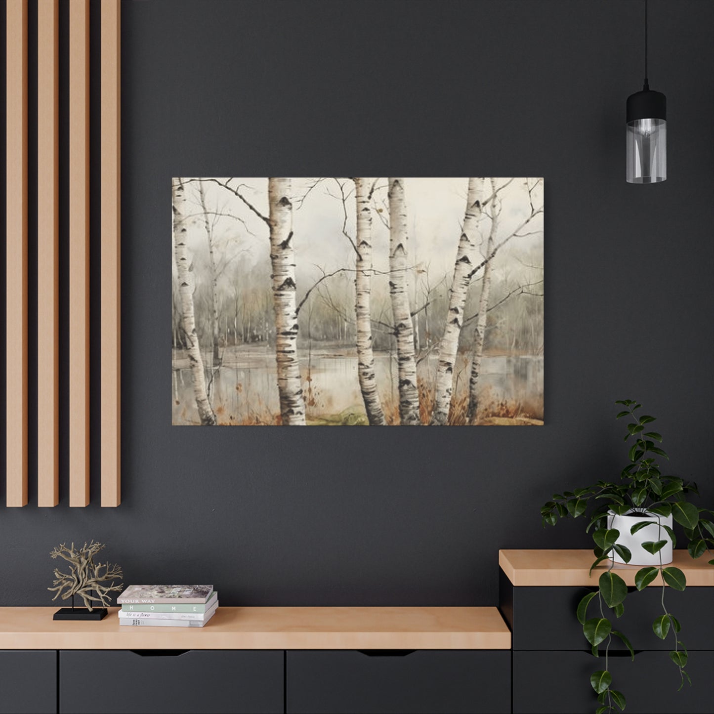 Birch Trees Beside Lake Wall Art & Canvas Prints