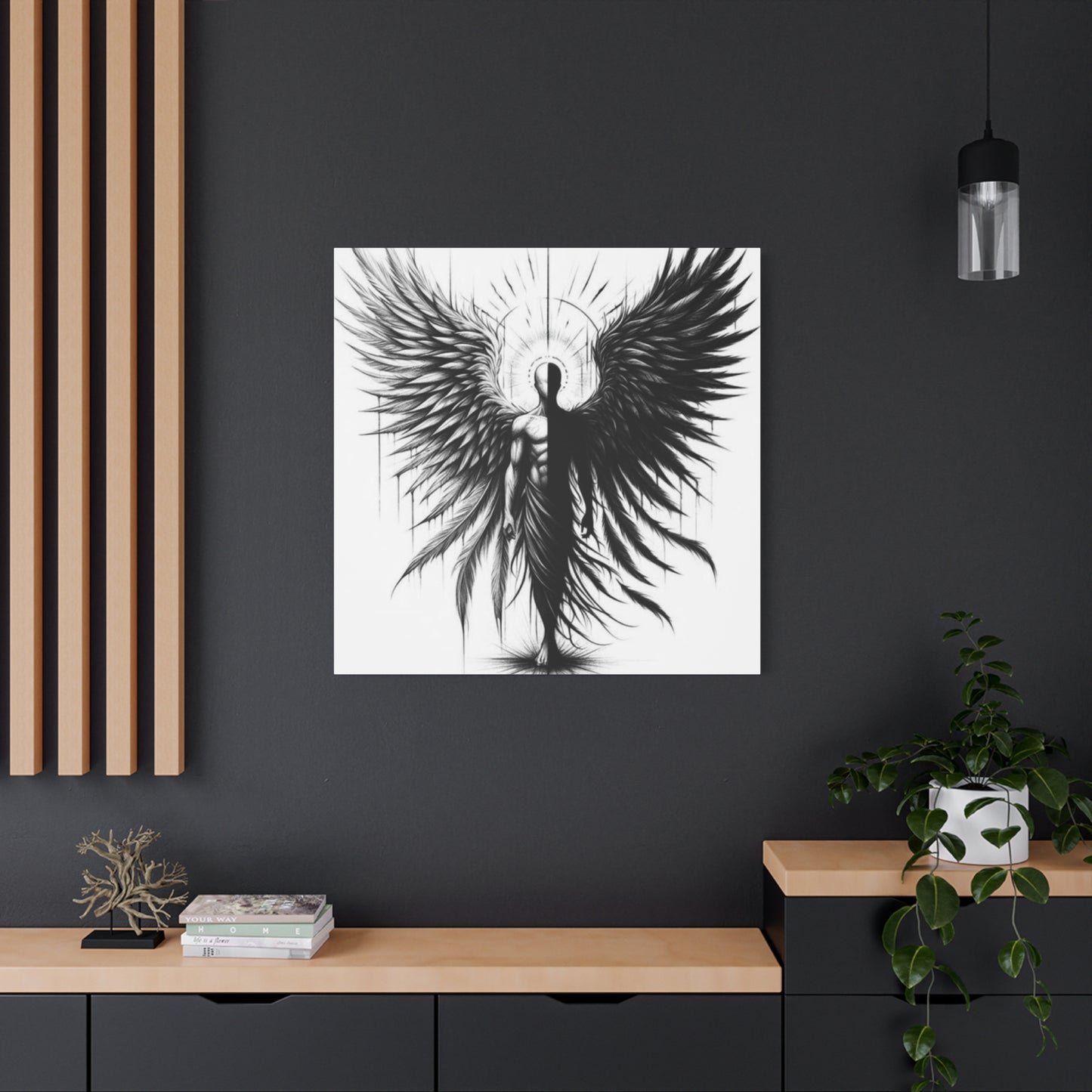 Black and White Angel Wings Tattoo Wall Art & Canvas Prints