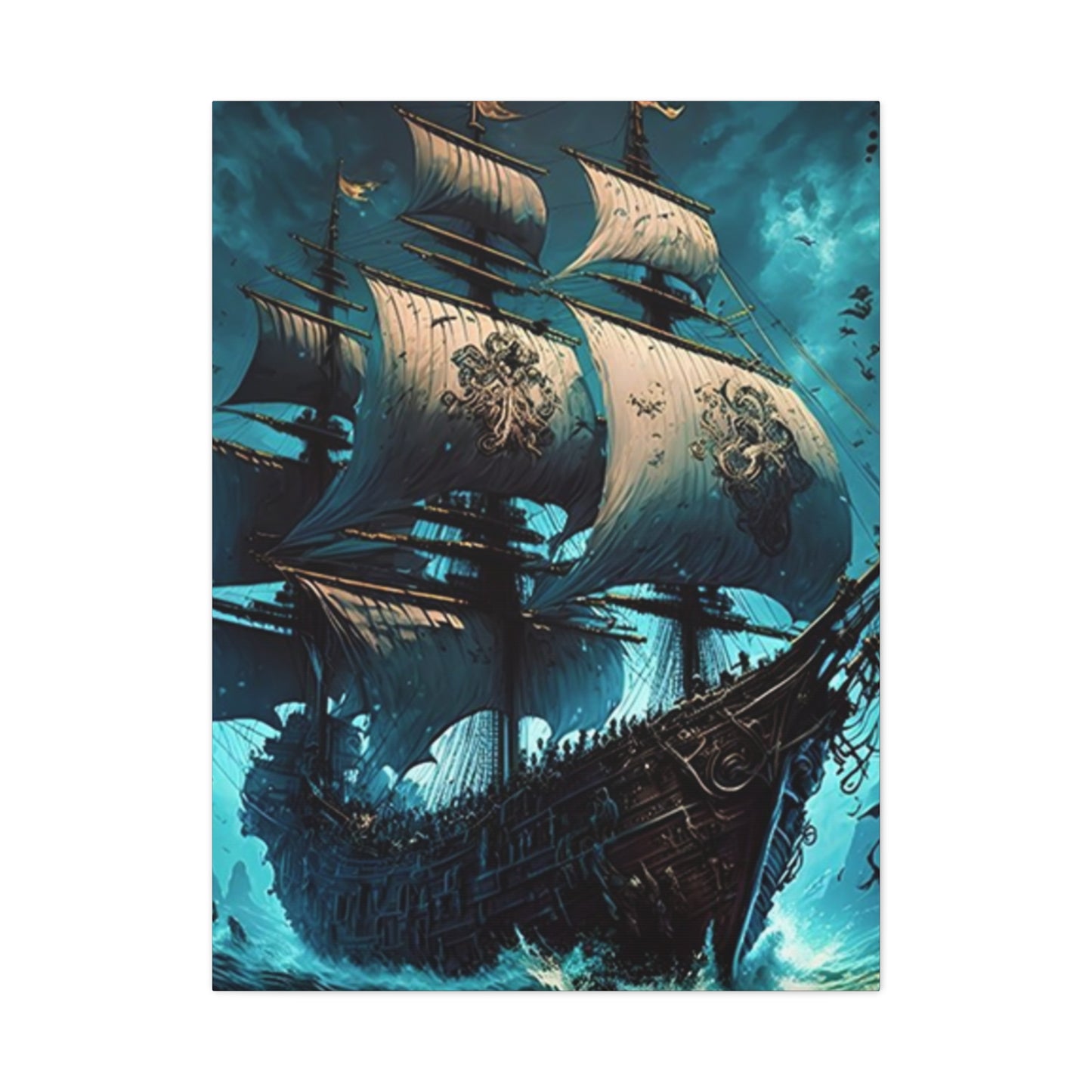 Large Ship Sailing In Night Wall Art & Canvas Prints