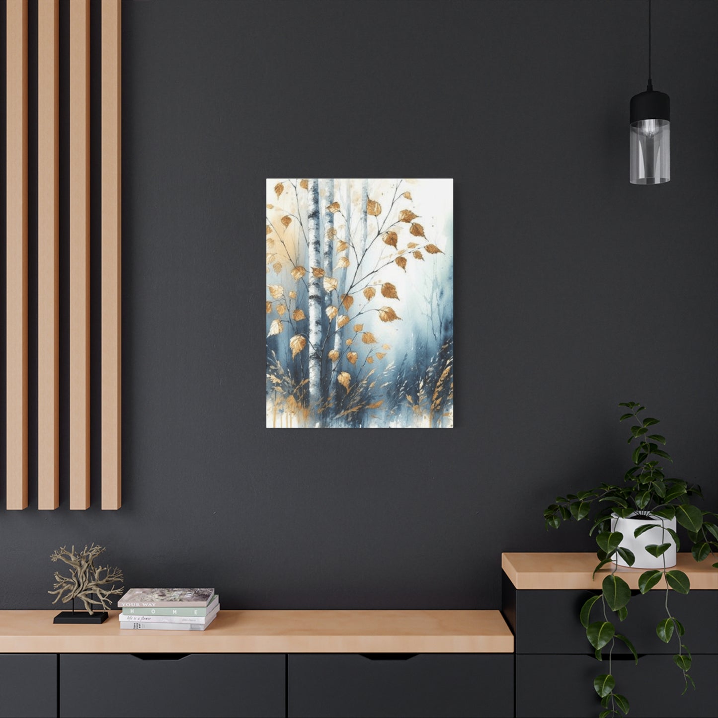 Birch Tree Trunk and Leaves Wall Art & Canvas Prints