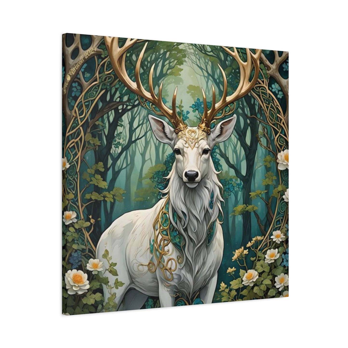 Deer with Flower Wall Art & Canvas Prints