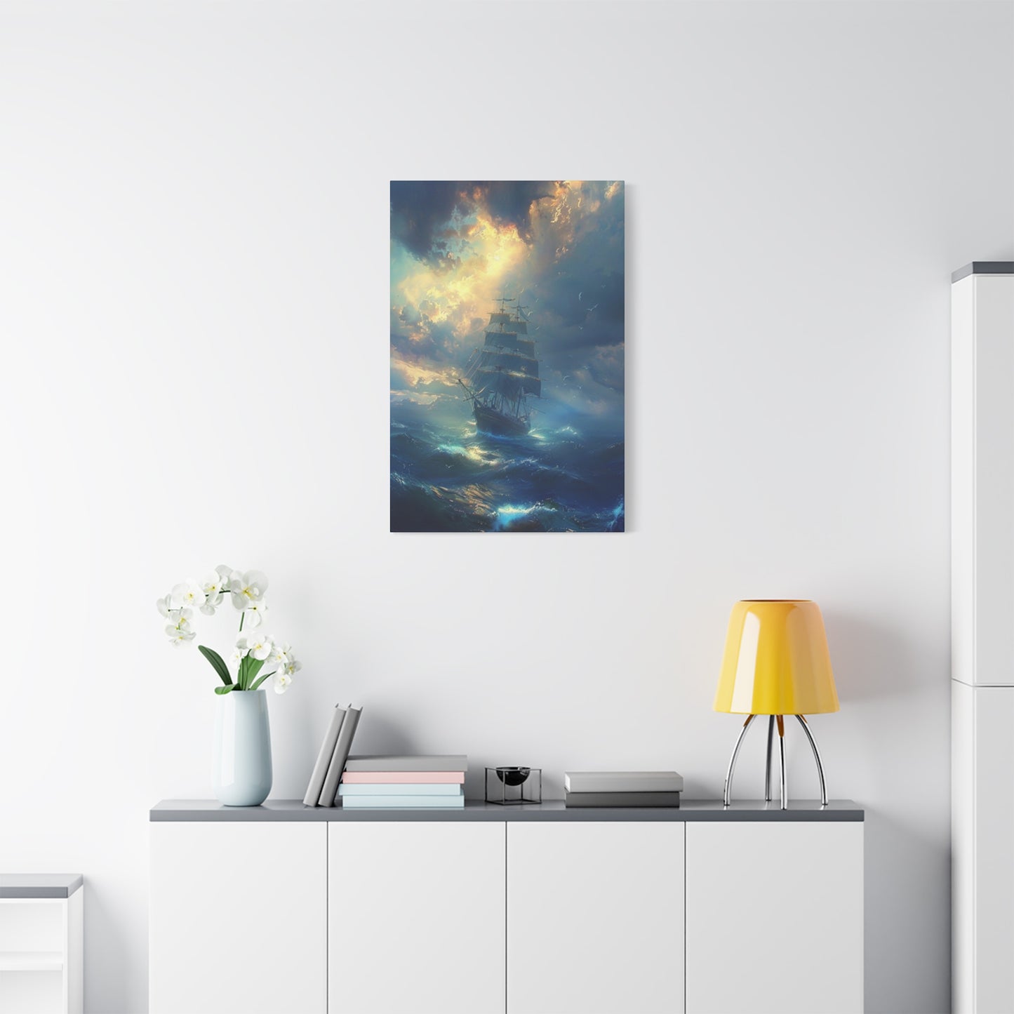 Ship Sailing On Large Waves Wall Art & Canvas Prints