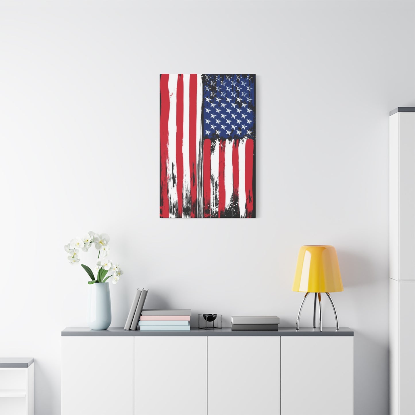 American Flag in Black Background Wall Art & Canvas Prints