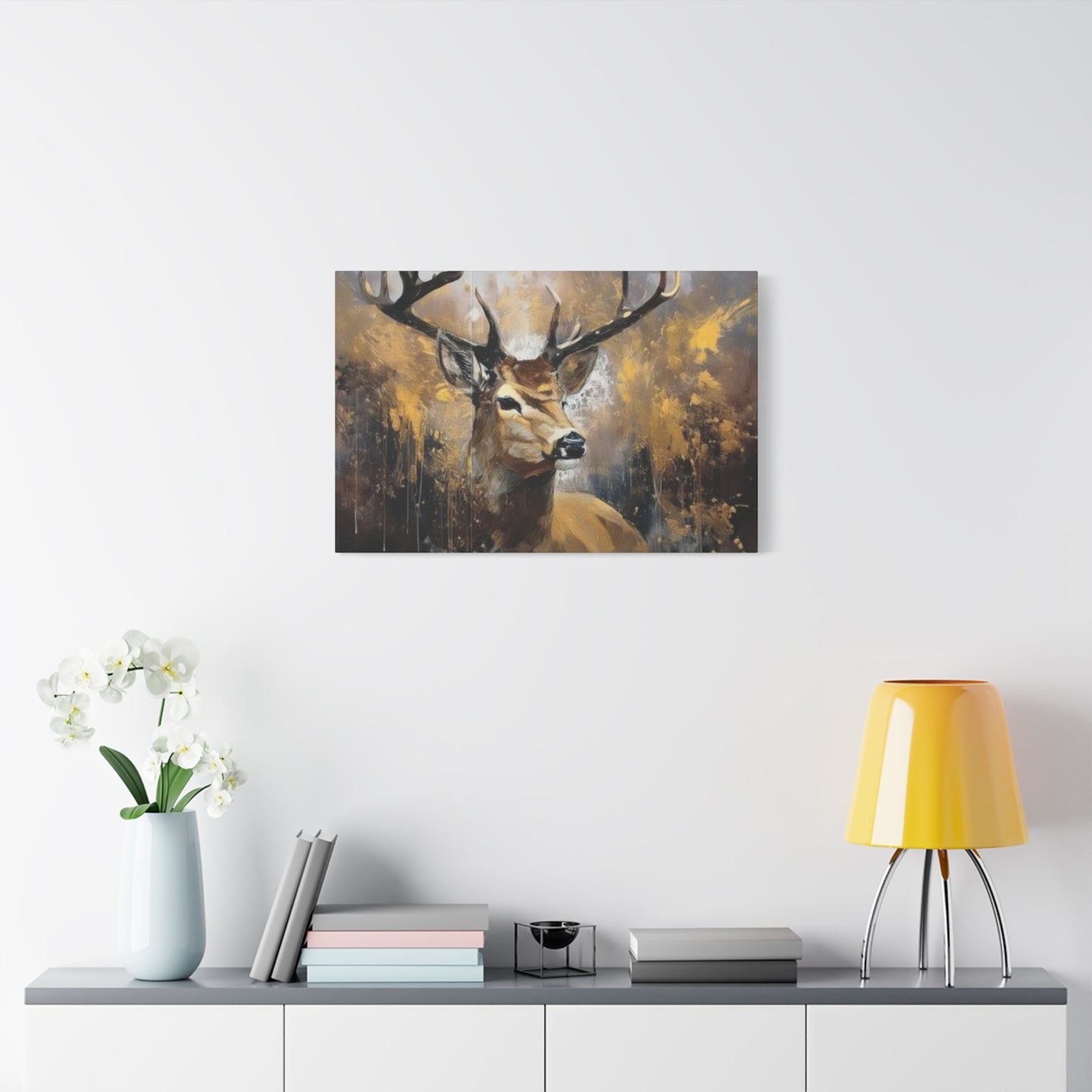 Reindeer Golden Painting Wall Art & Canvas Prints