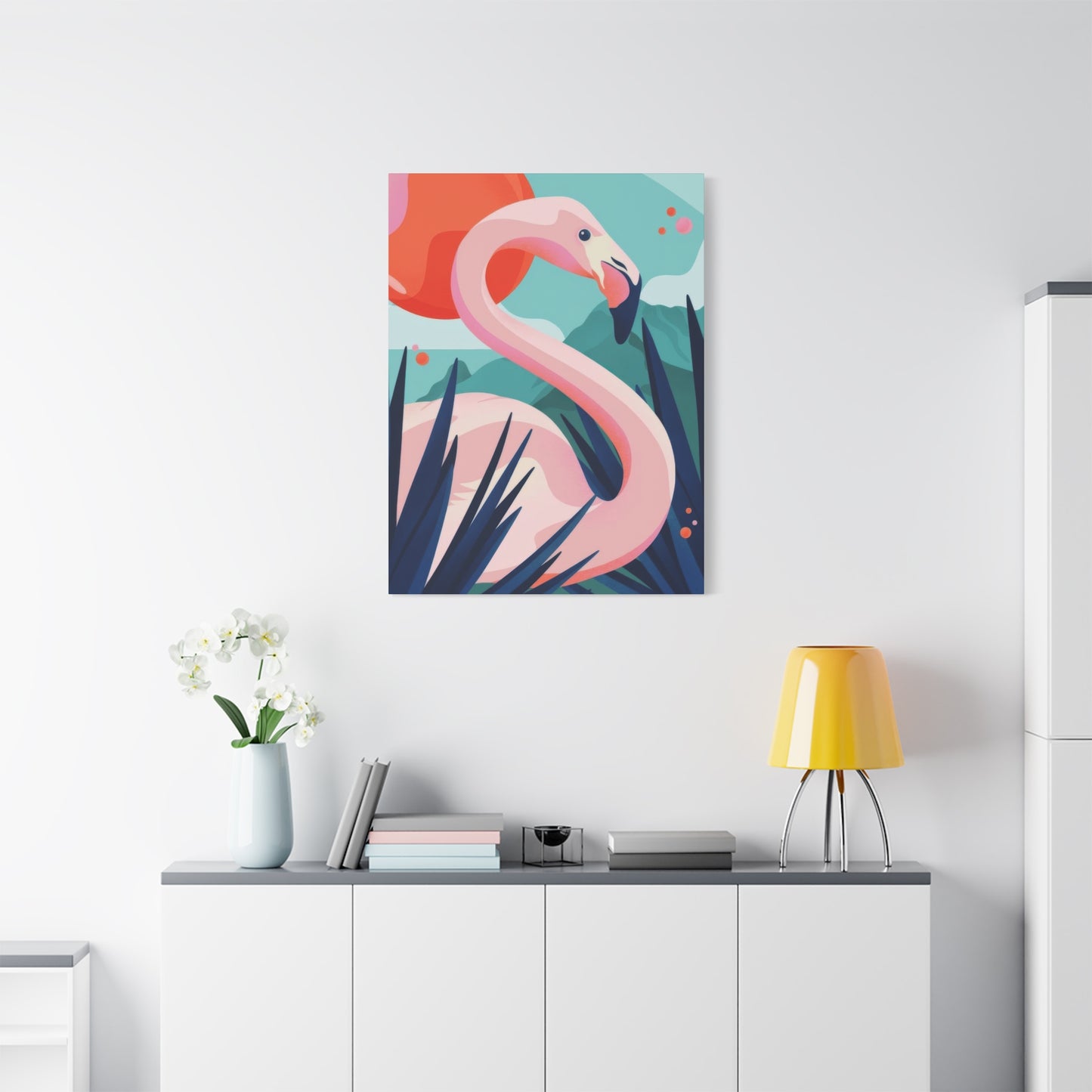 Flamingo Green Blue Wall Art & Canvas Prints