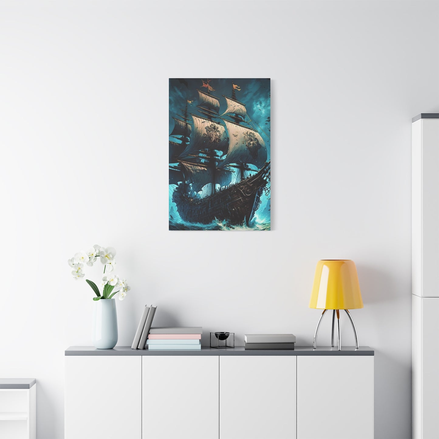 Large Ship Sailing In Night Wall Art & Canvas Prints