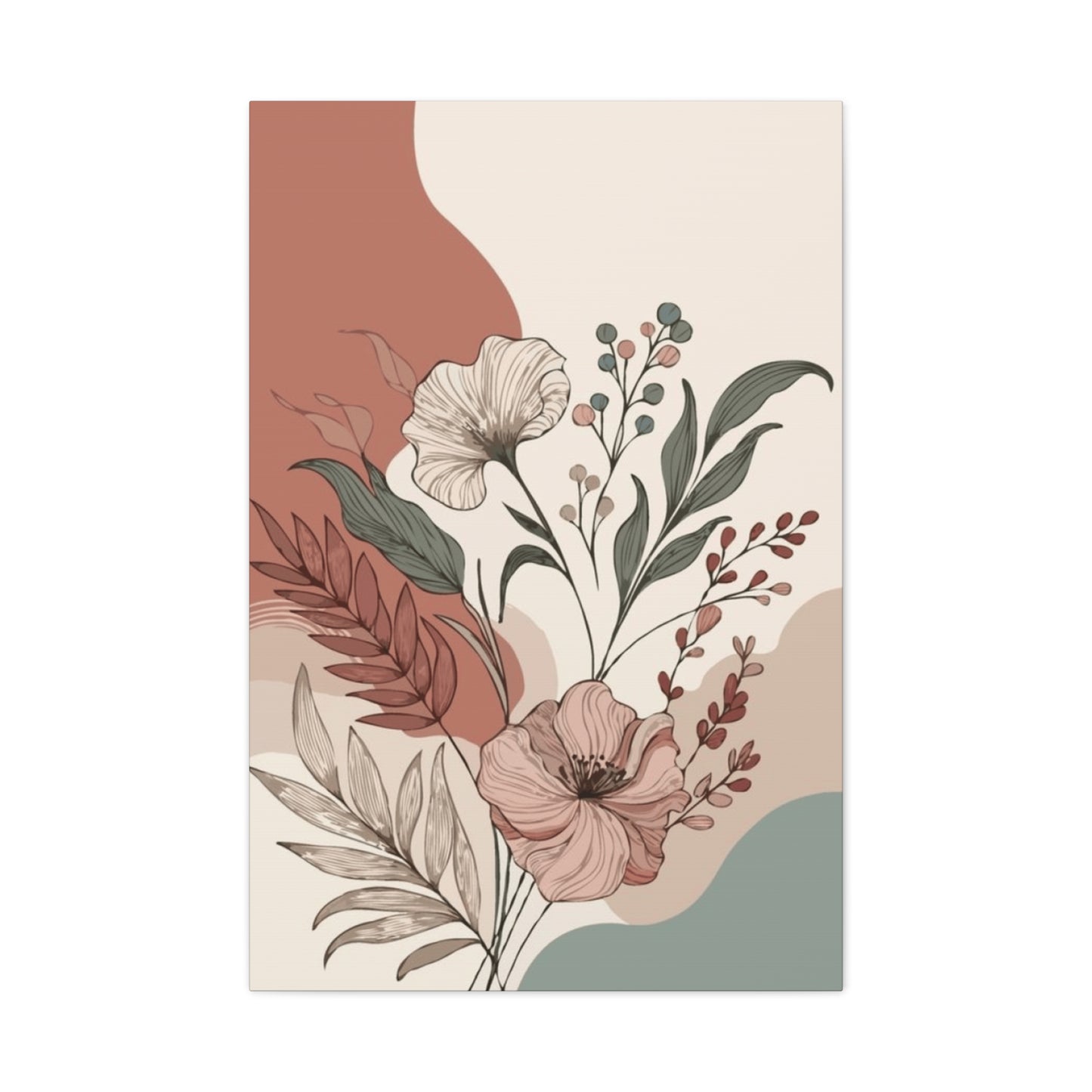 Aesthetic Flowers and Leaves Painting Wall Art & Canvas Prints