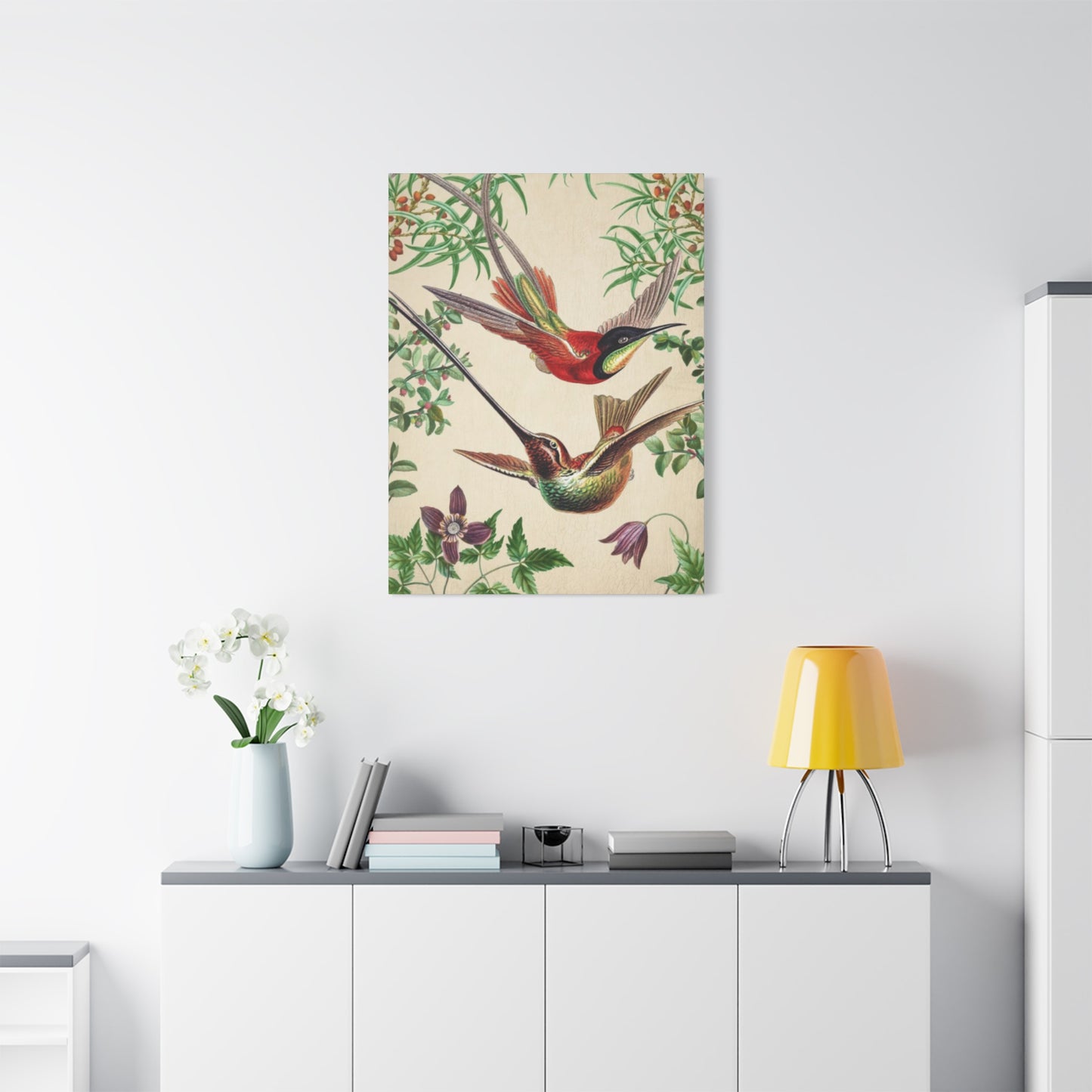 Humming Bird Couple Candid Painting Wall Art & Canvas Prints