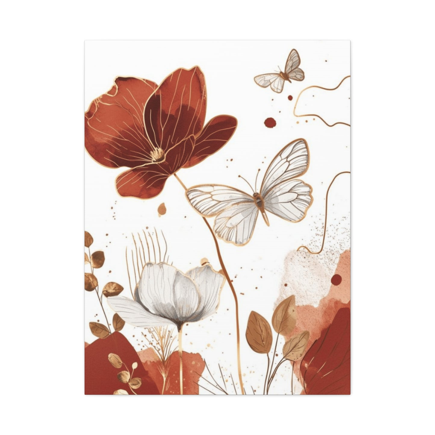 Flowe and Butterfly Painting Wall Art & Canvas Prints