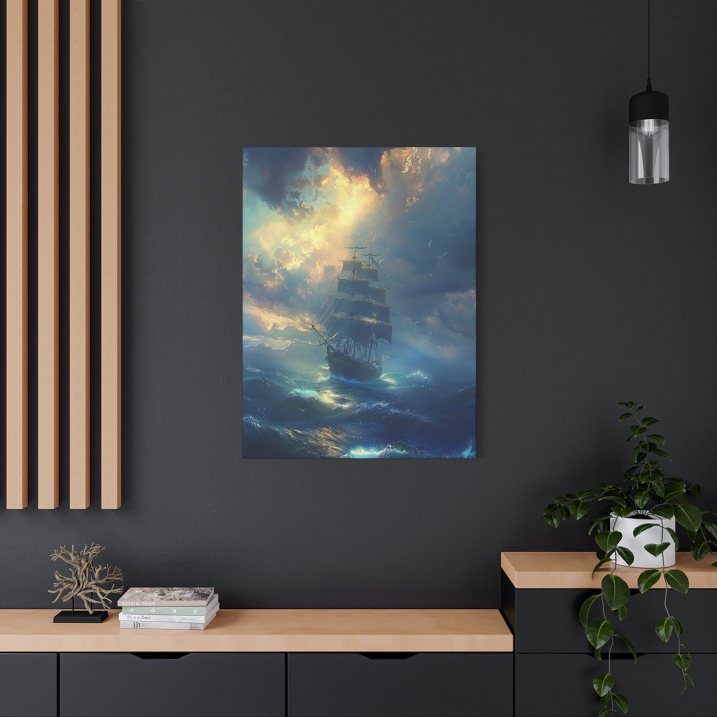 Ship Sailing On Large Waves Wall Art & Canvas Prints