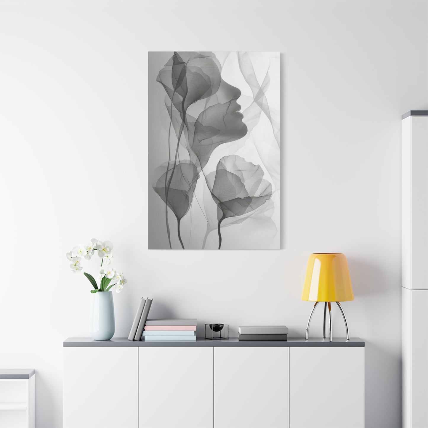 Flowers Light Grey Wall Art & Canvas Prints