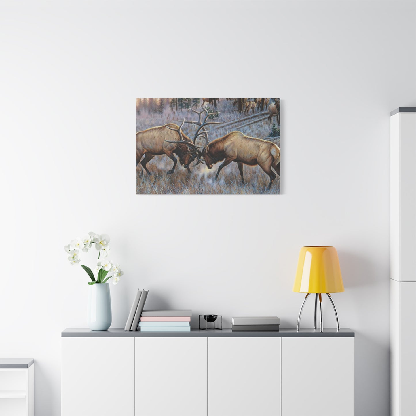 Reindeer Fighting Painting Wall Art & Canvas Prints