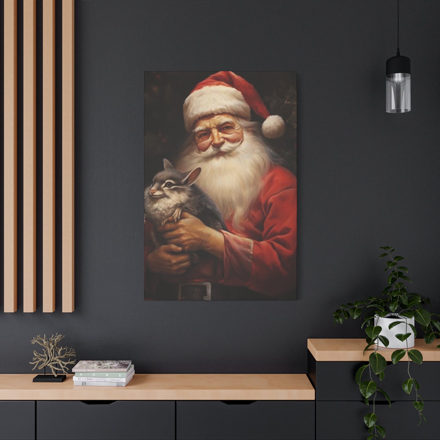 Santa Claus With A Fat Rat Painting Wall Art & Canvas Prints