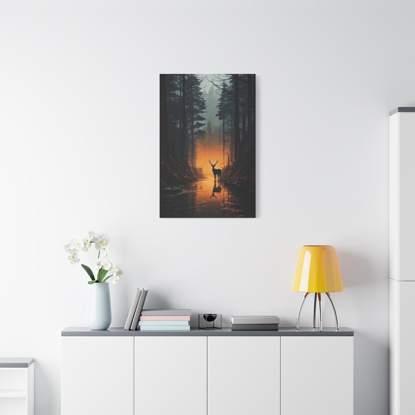 Forest Dark Deer Silhouette Wall Art & Canvas Prints