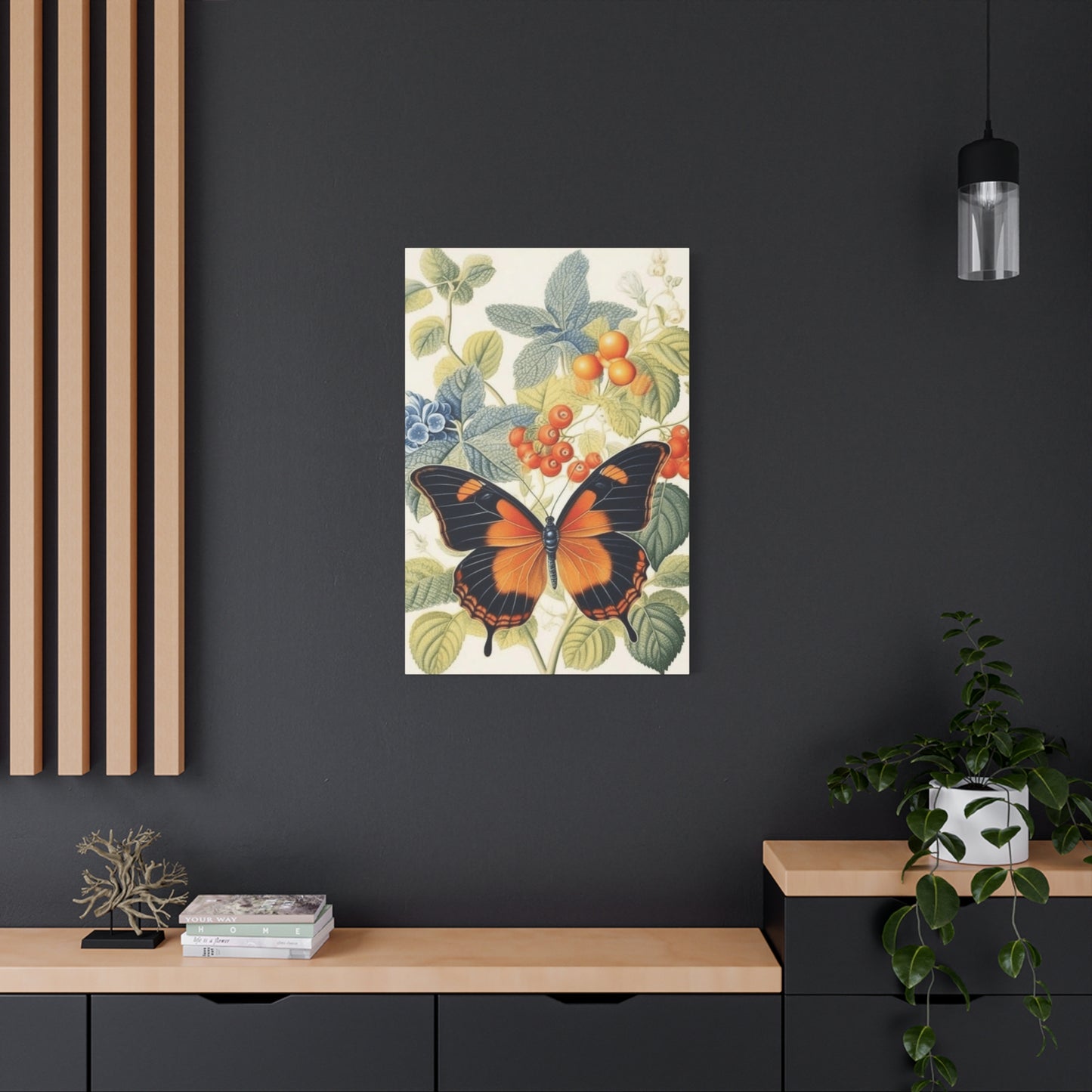 Butterfly on Berries Painting Wall Art & Canvas Prints