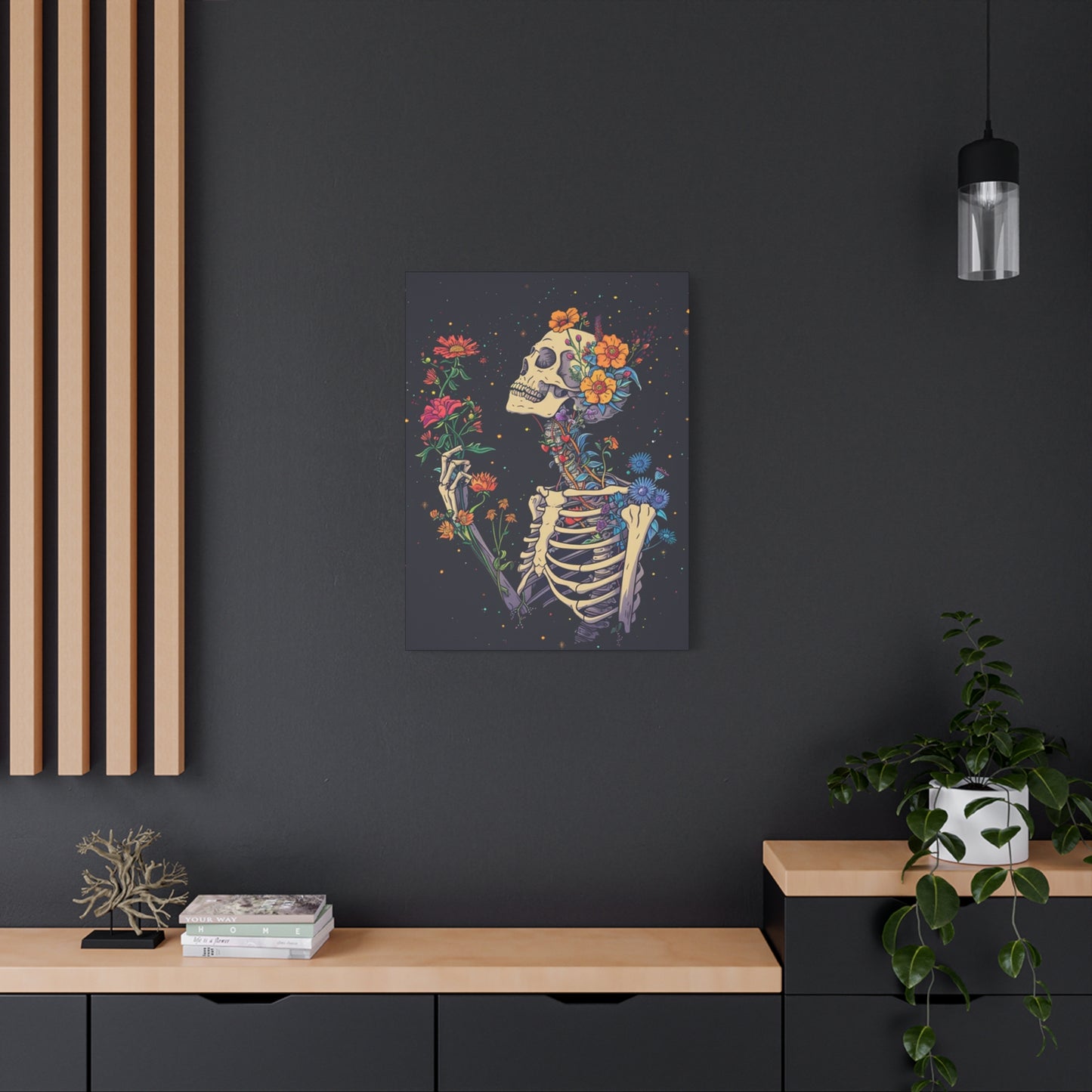 Flower On Skeleton Wall Art & Canvas Prints