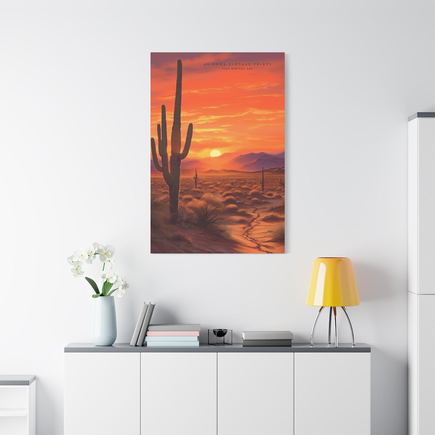 Cactus and Sunset in Desert Wall Art & Canvas Prints