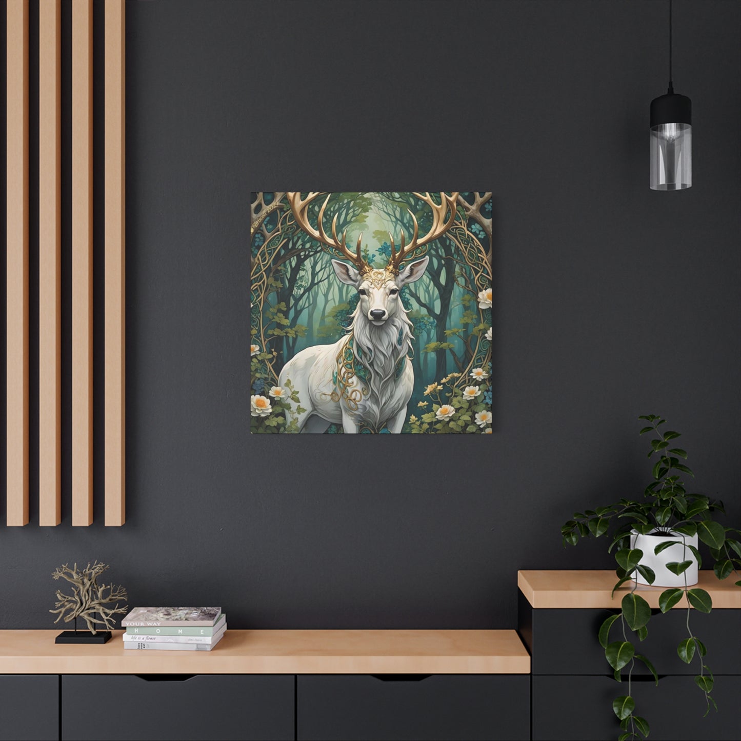 Deer with Flower Wall Art & Canvas Prints