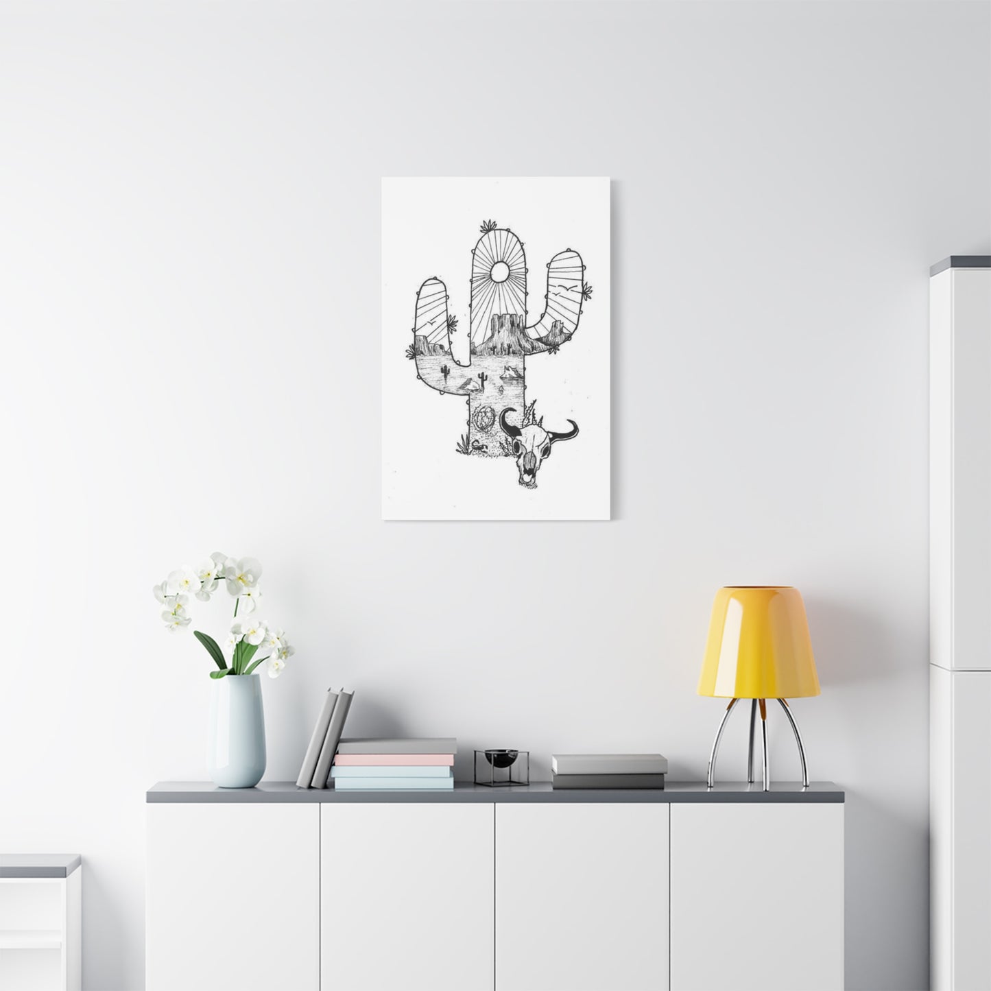 Texas In Cactus Drawing Wall Art & Canvas Prints