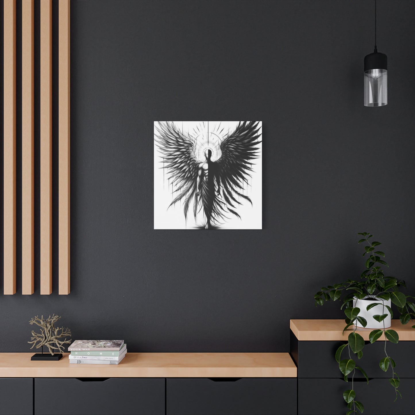 Black and White Angel Wings Tattoo Wall Art & Canvas Prints