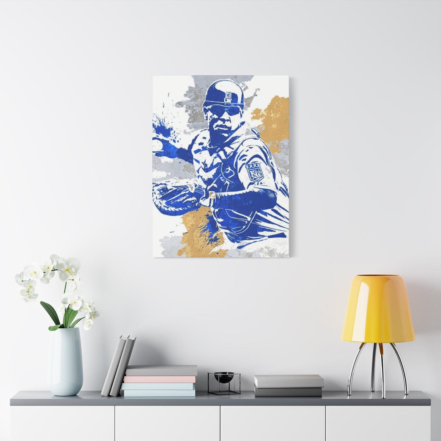Baseball Fielder Splash Painting Wall Art & Canvas Prints