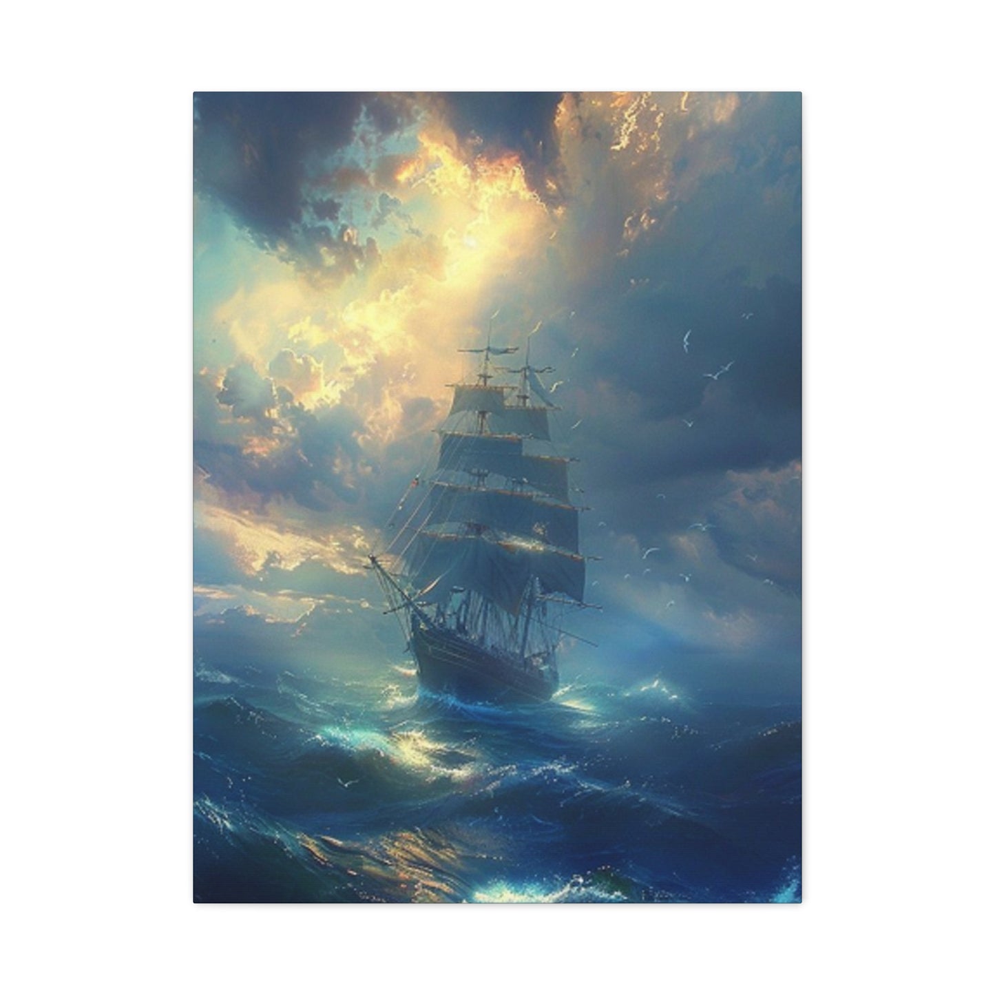 Ship Sailing On Large Waves Wall Art & Canvas Prints