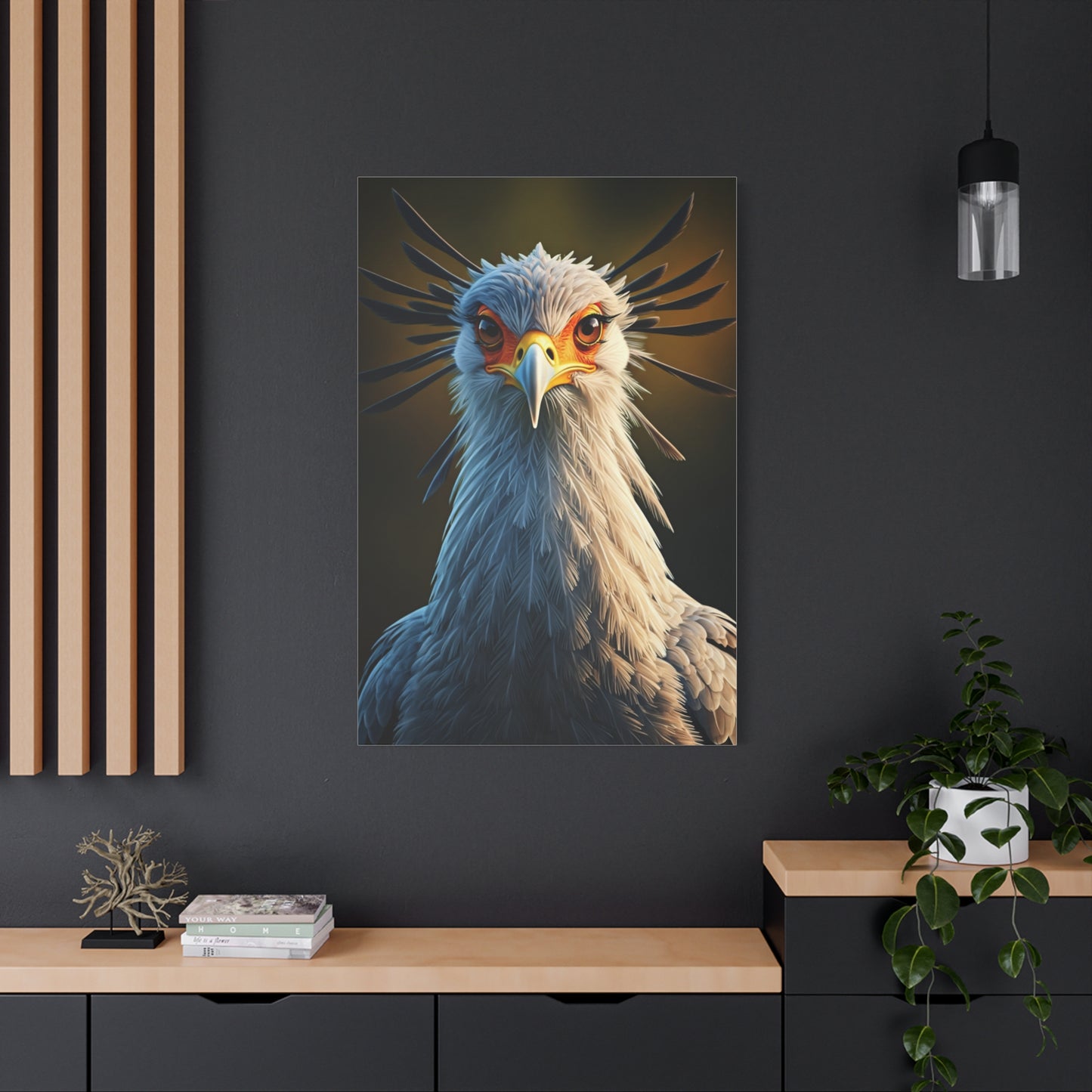 Majestic Secretary Bird Portrait Wall Art & Canvas Prints