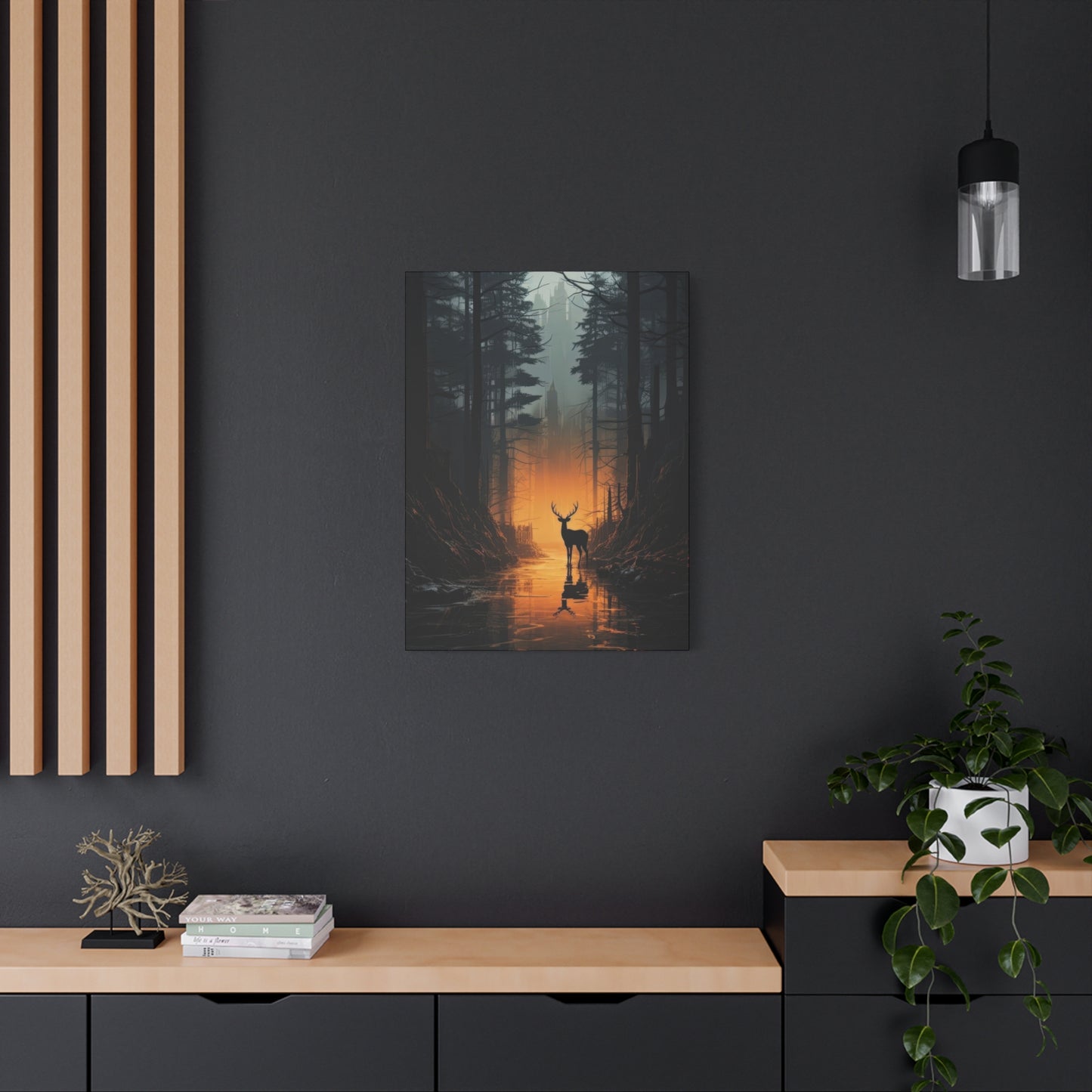 Forest Dark Deer Silhouette Wall Art & Canvas Prints