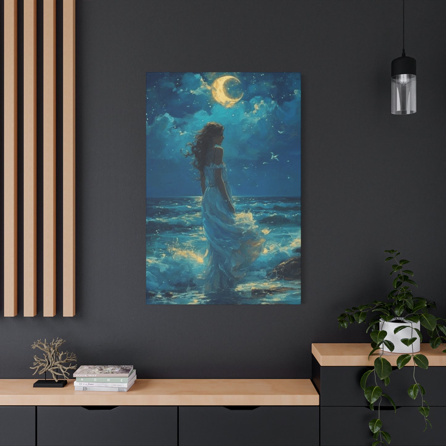 A Mermaid At Night In The Moonlight Wall Art & Canvas Prints