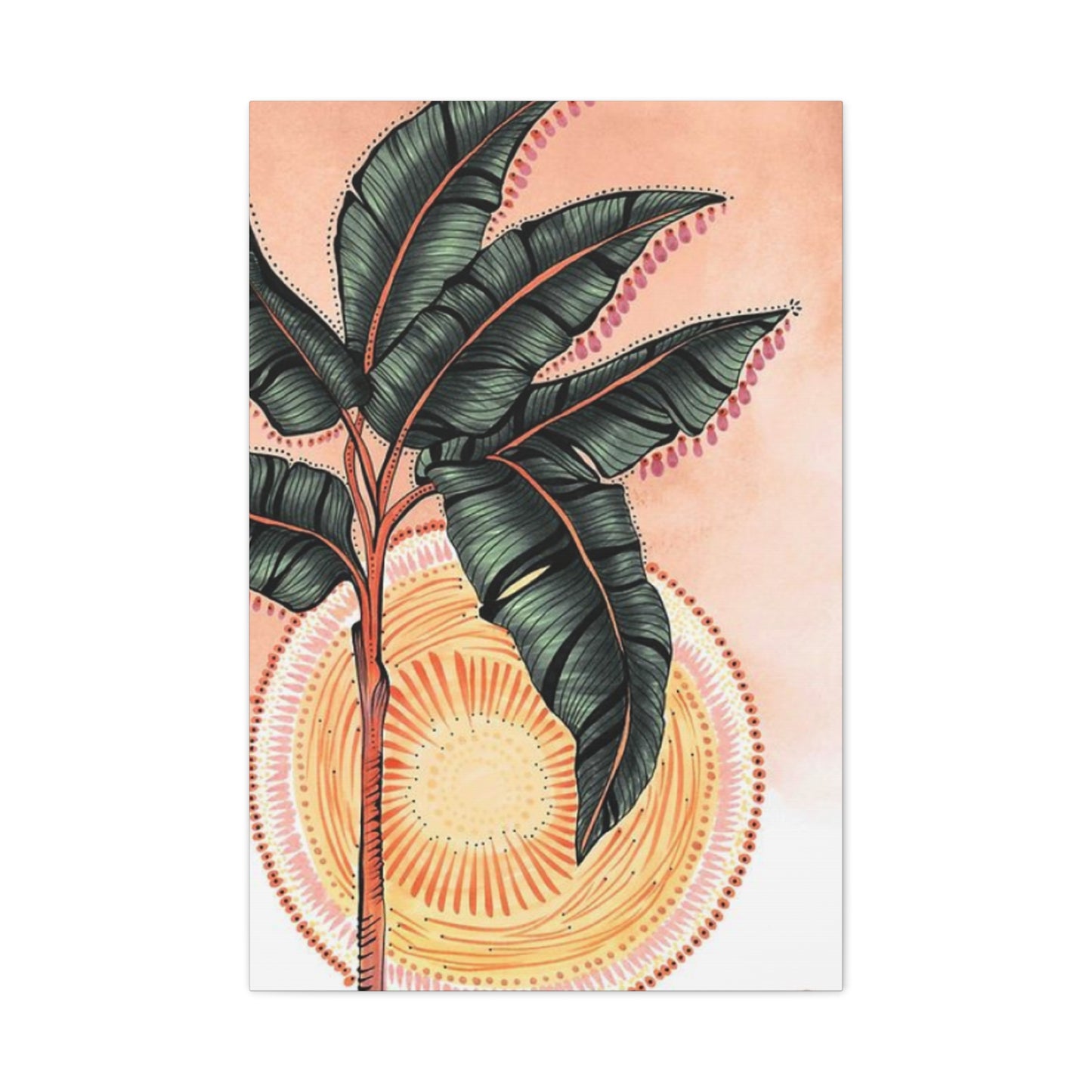 Sunset & Palm Tree Drawing Wall Art & Canvas Prints