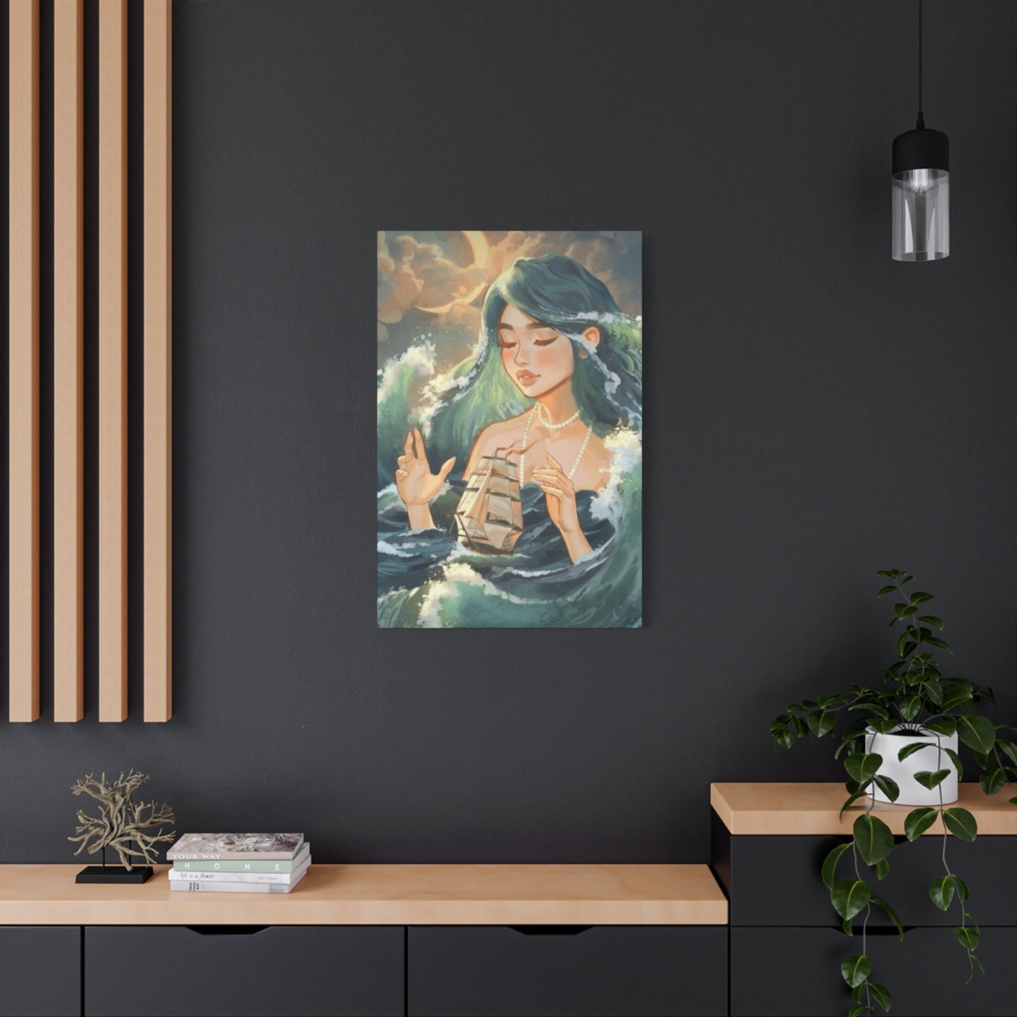 A Mermaid Playing With A Ship In Ocean Wall Art & Canvas Prints