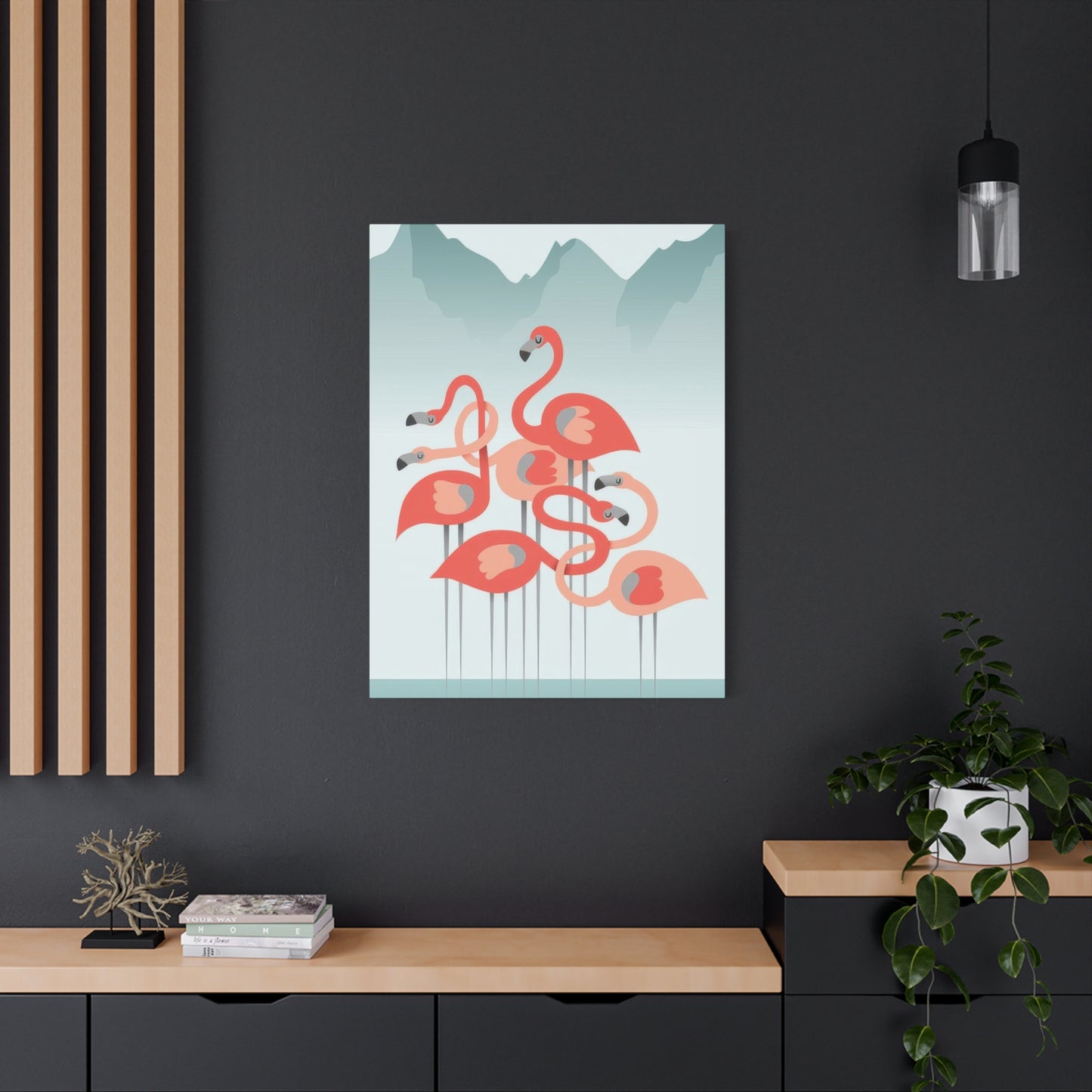 Flamingo Flock Aqua Wall Art & Canvas Prints