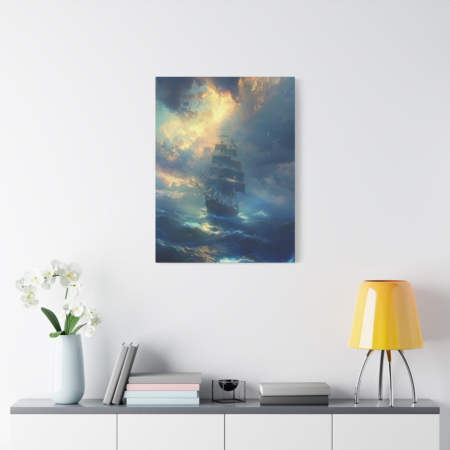 Ship Sailing On Large Waves Wall Art & Canvas Prints