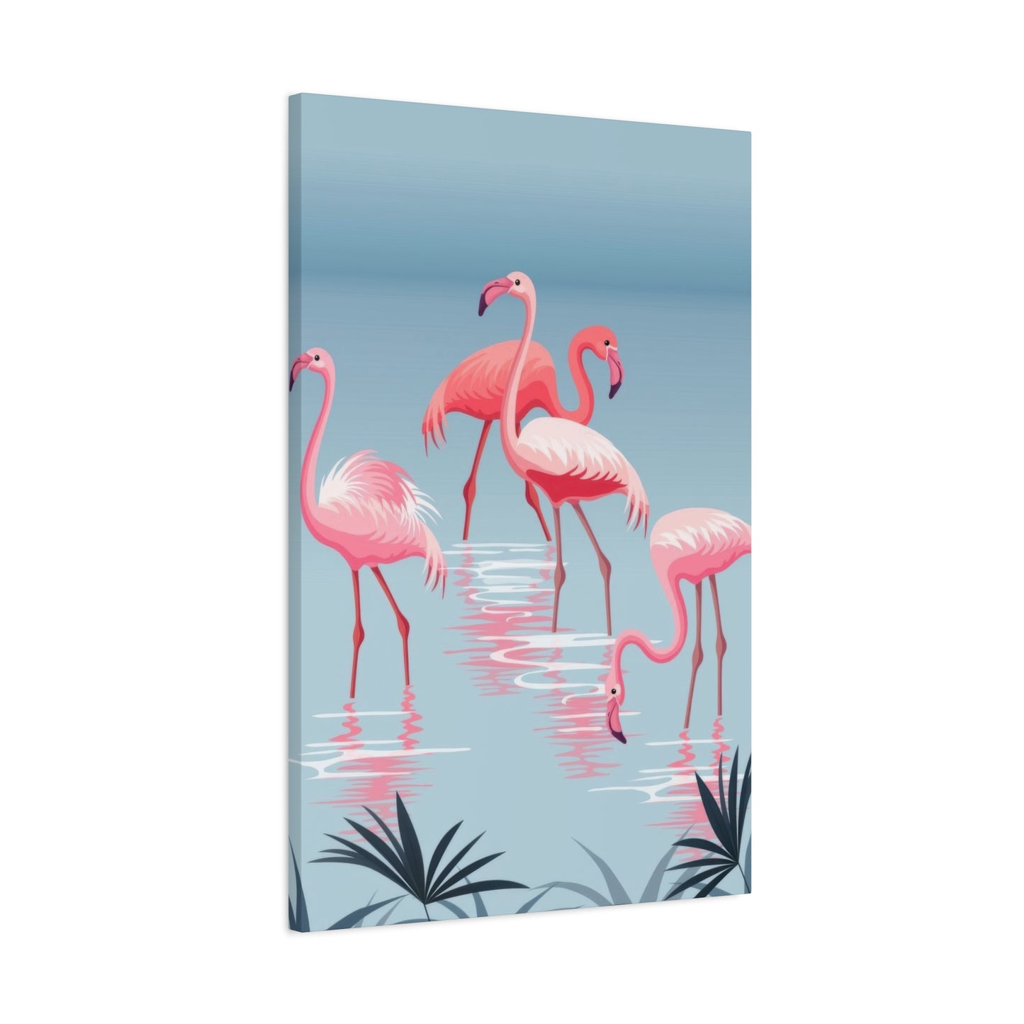 Flamingo Flock In Water Wall Art & Canvas Prints