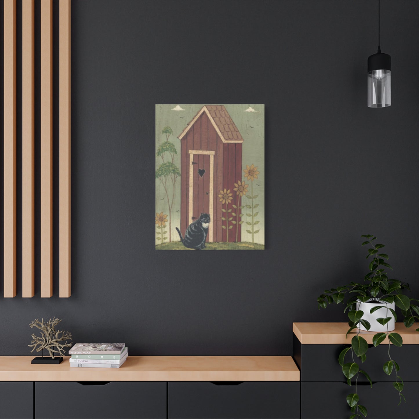 Cat With Cat House Kimble Warren Wall Art & Canvas Prints