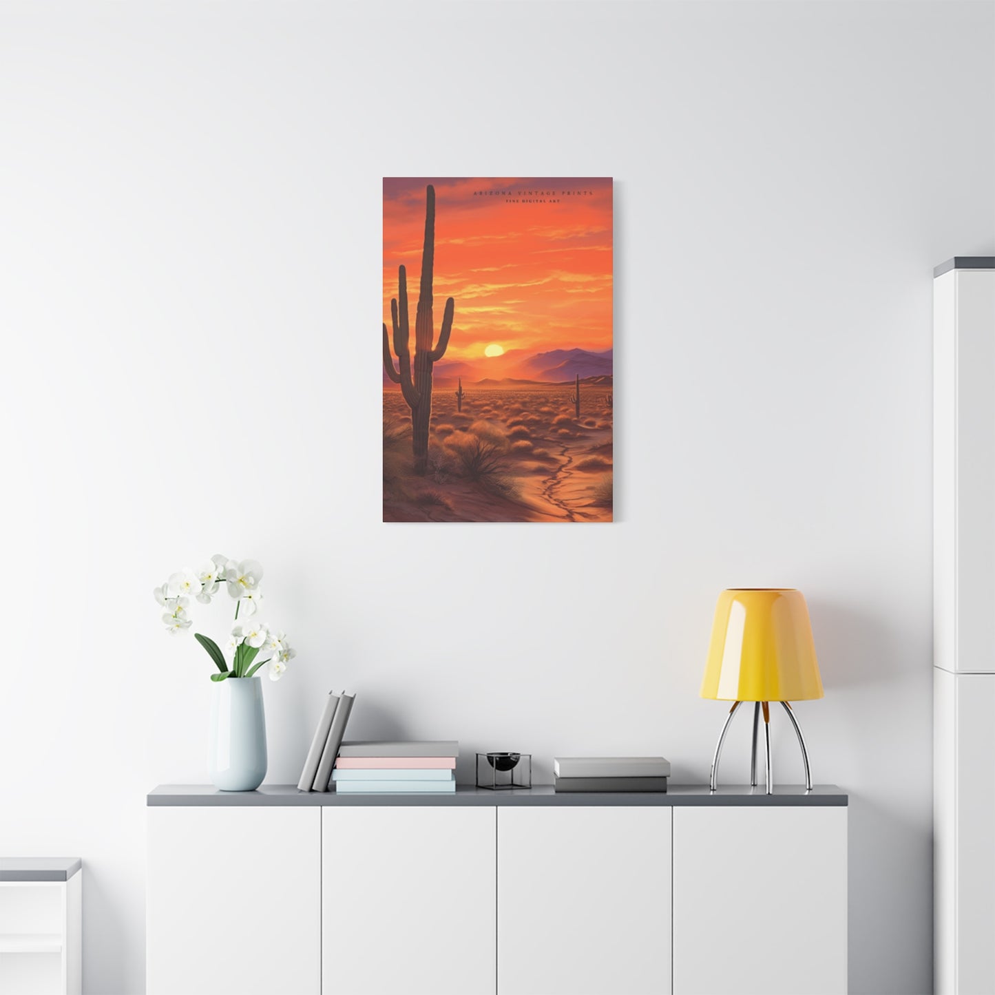 Cactus and Sunset in Desert Wall Art & Canvas Prints