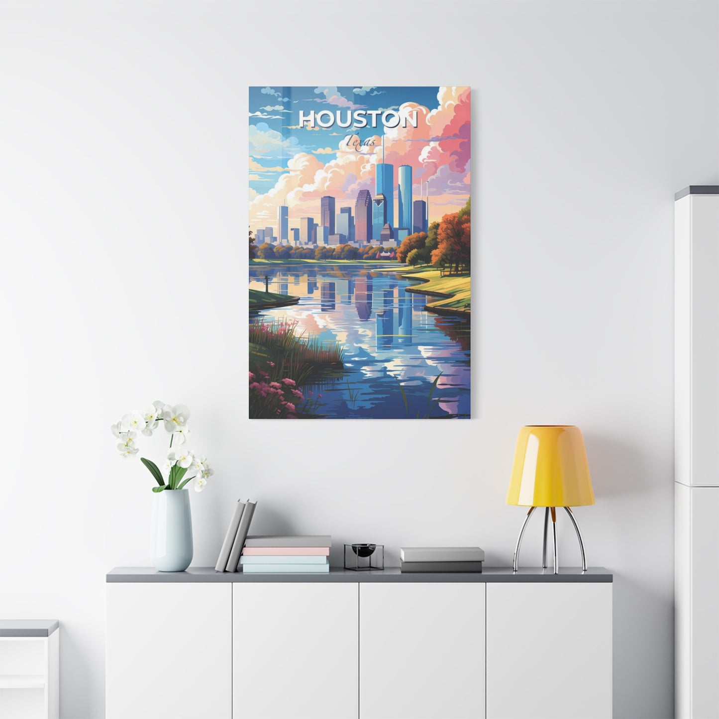 Houston Skyline Riverside Wall Art & Canvas Prints