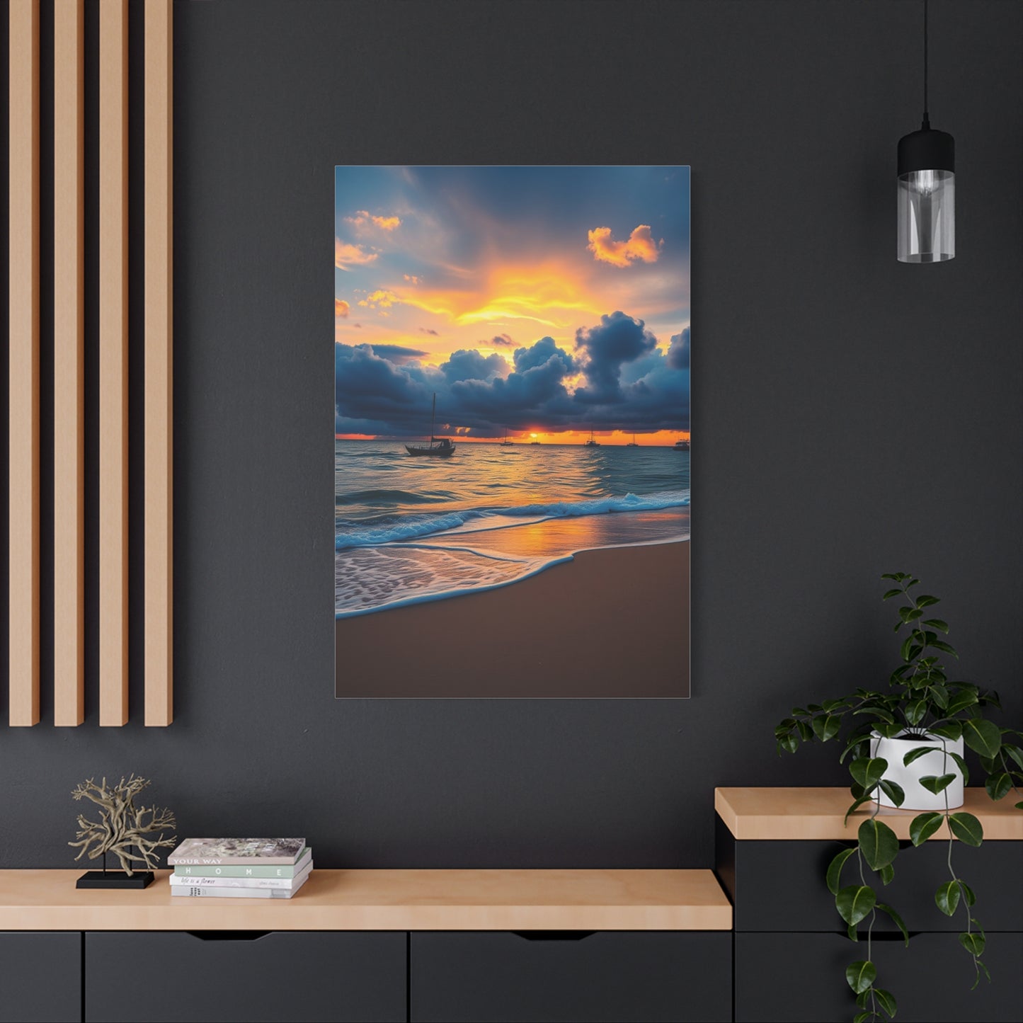 Supreme Beach Sunrise and Sunset Art Collection Wall Art & Canvas Print