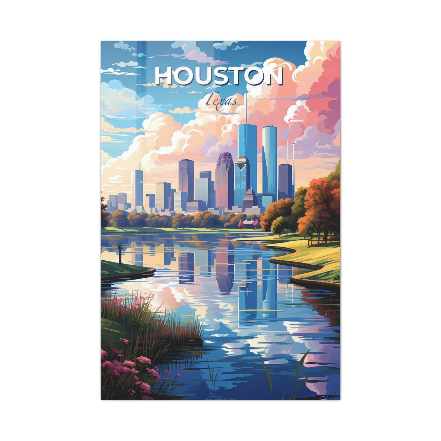 Houston Skyline Riverside Wall Art & Canvas Prints